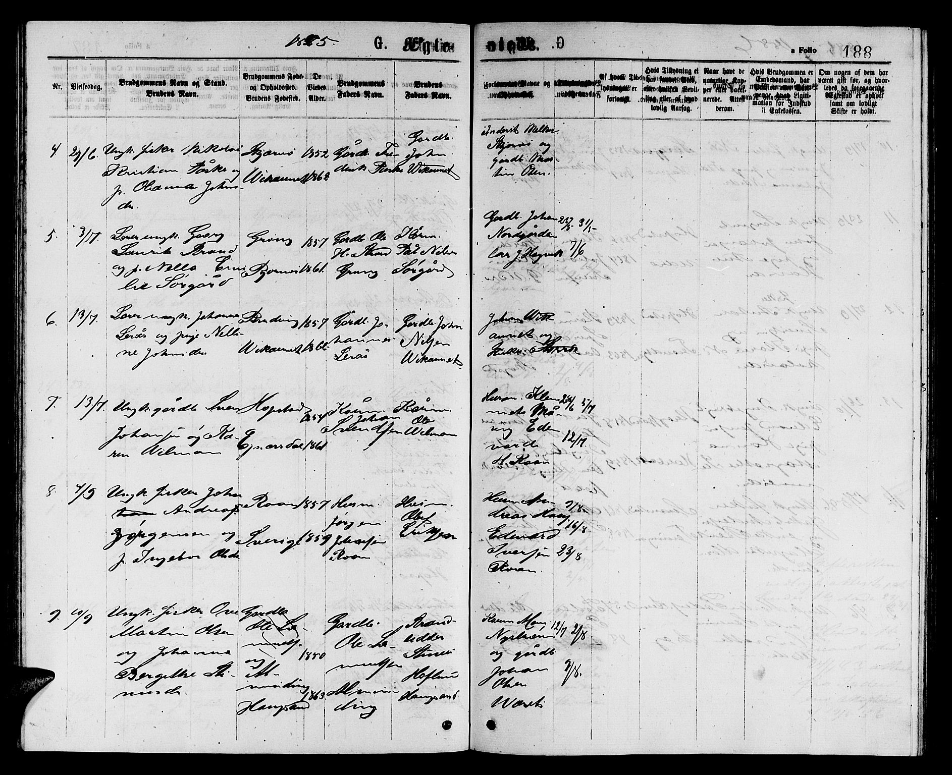 Ministerialprotokoller, klokkerbøker og fødselsregistre - Sør-Trøndelag, SAT/A-1456/657/L0715: Parish register (copy) no. 657C02, 1873-1888, p. 188