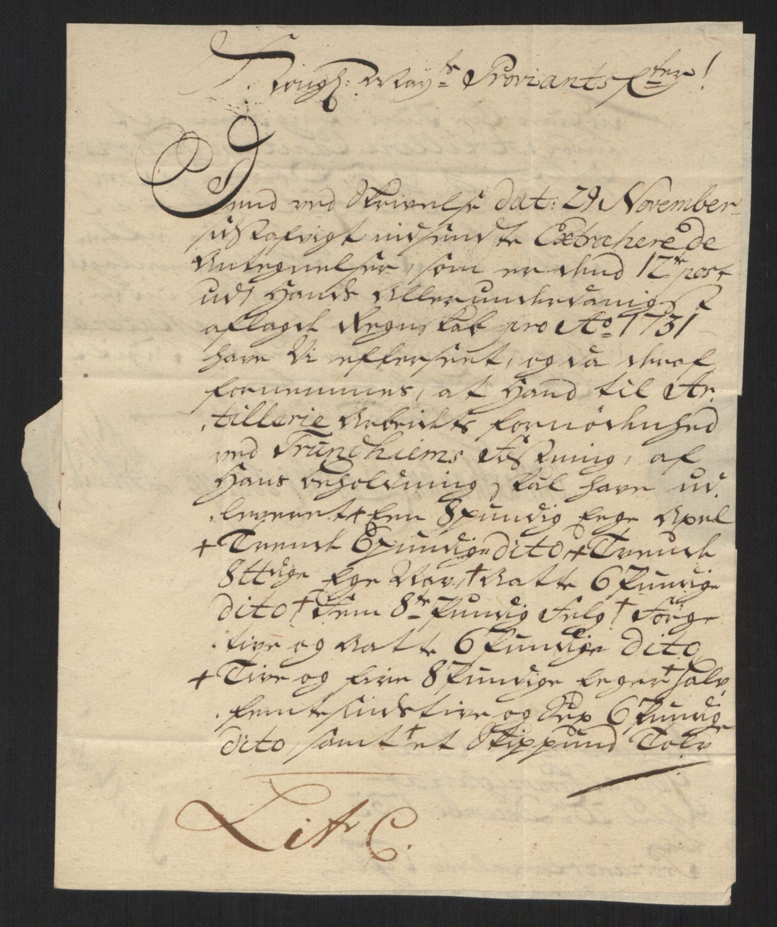 Rentekammeret inntil 1814, Reviderte regnskaper, Militære regnskaper, AV/RA-EA-4069/Rd/L0649: Trondheim festningsregnskaper, 1731