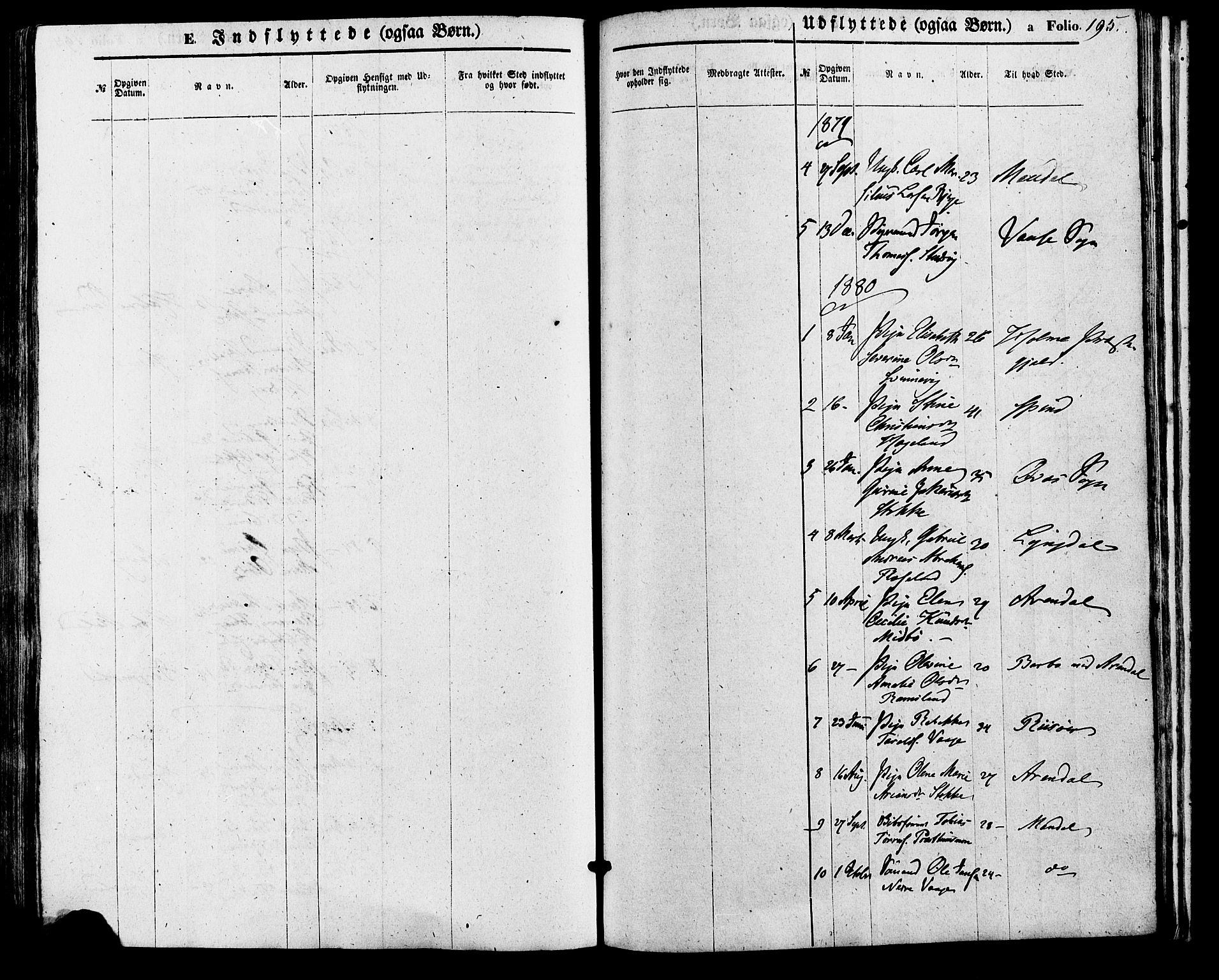 Sør-Audnedal sokneprestkontor, SAK/1111-0039/F/Fa/Faa/L0003: Parish register (official) no. A 3, 1868-1883, p. 195