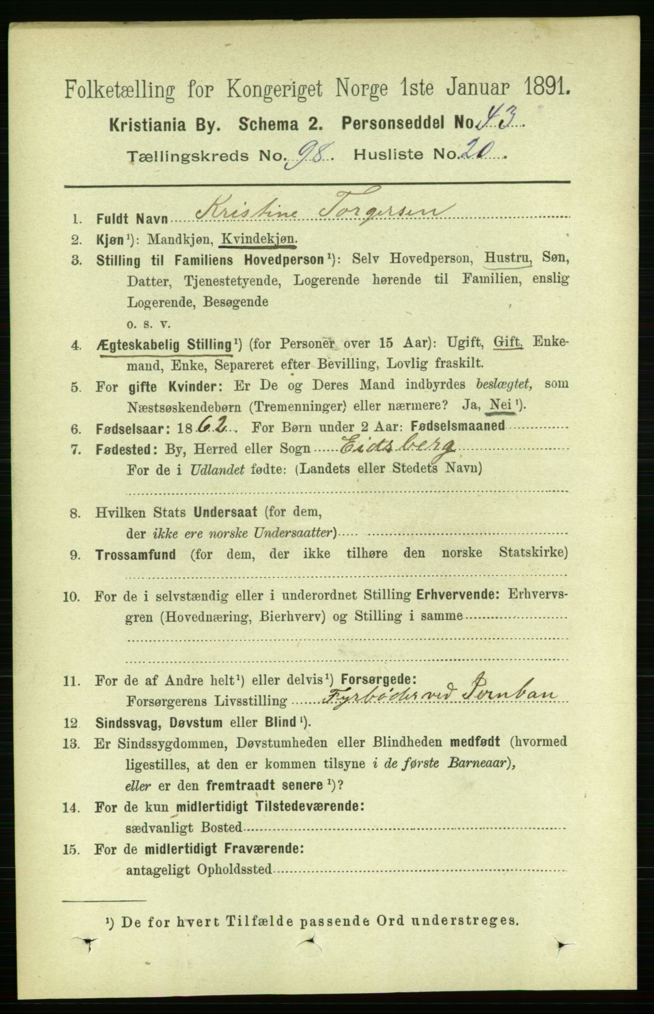 RA, 1891 census for 0301 Kristiania, 1891, p. 48371