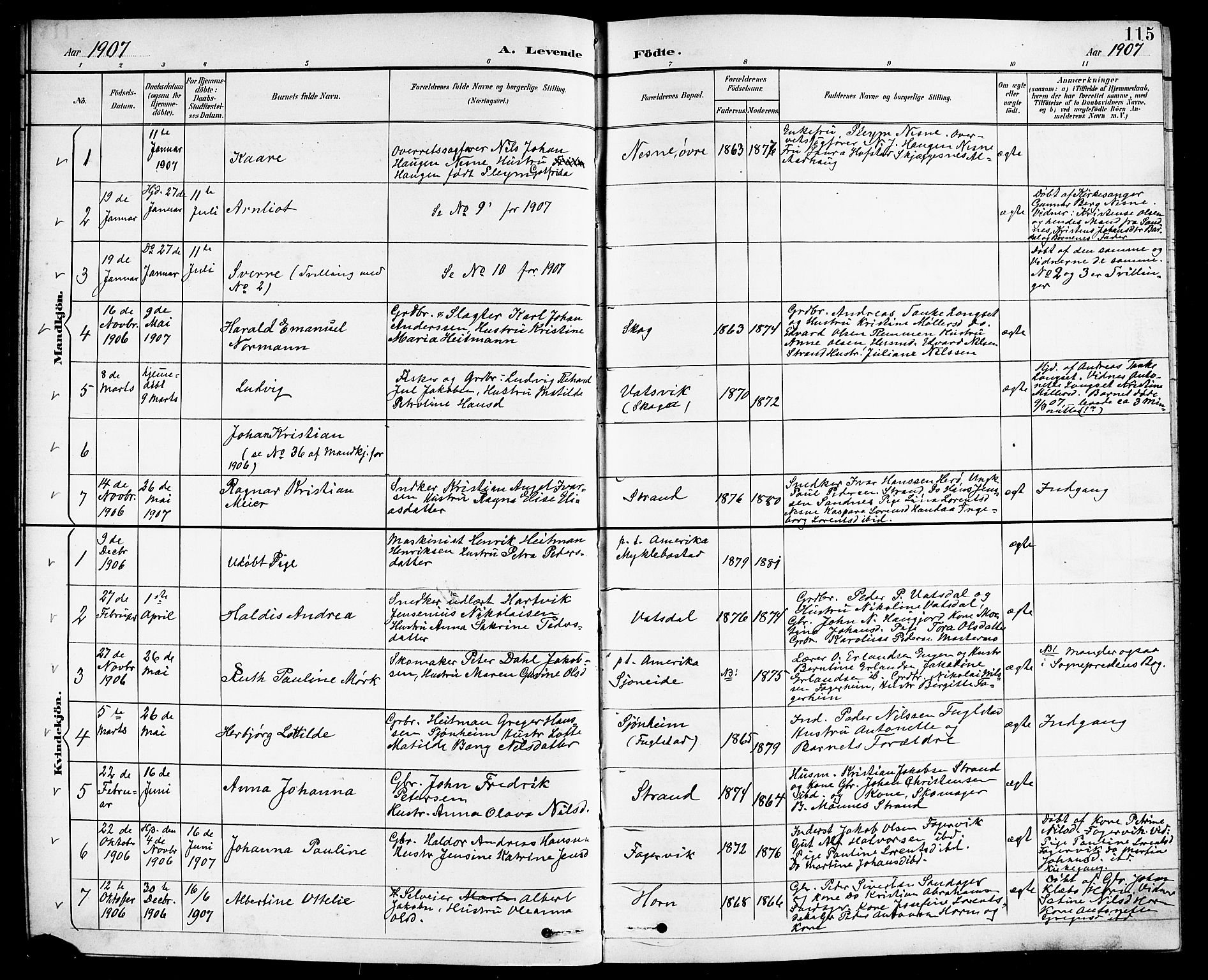 Ministerialprotokoller, klokkerbøker og fødselsregistre - Nordland, AV/SAT-A-1459/838/L0559: Parish register (copy) no. 838C06, 1893-1910, p. 115