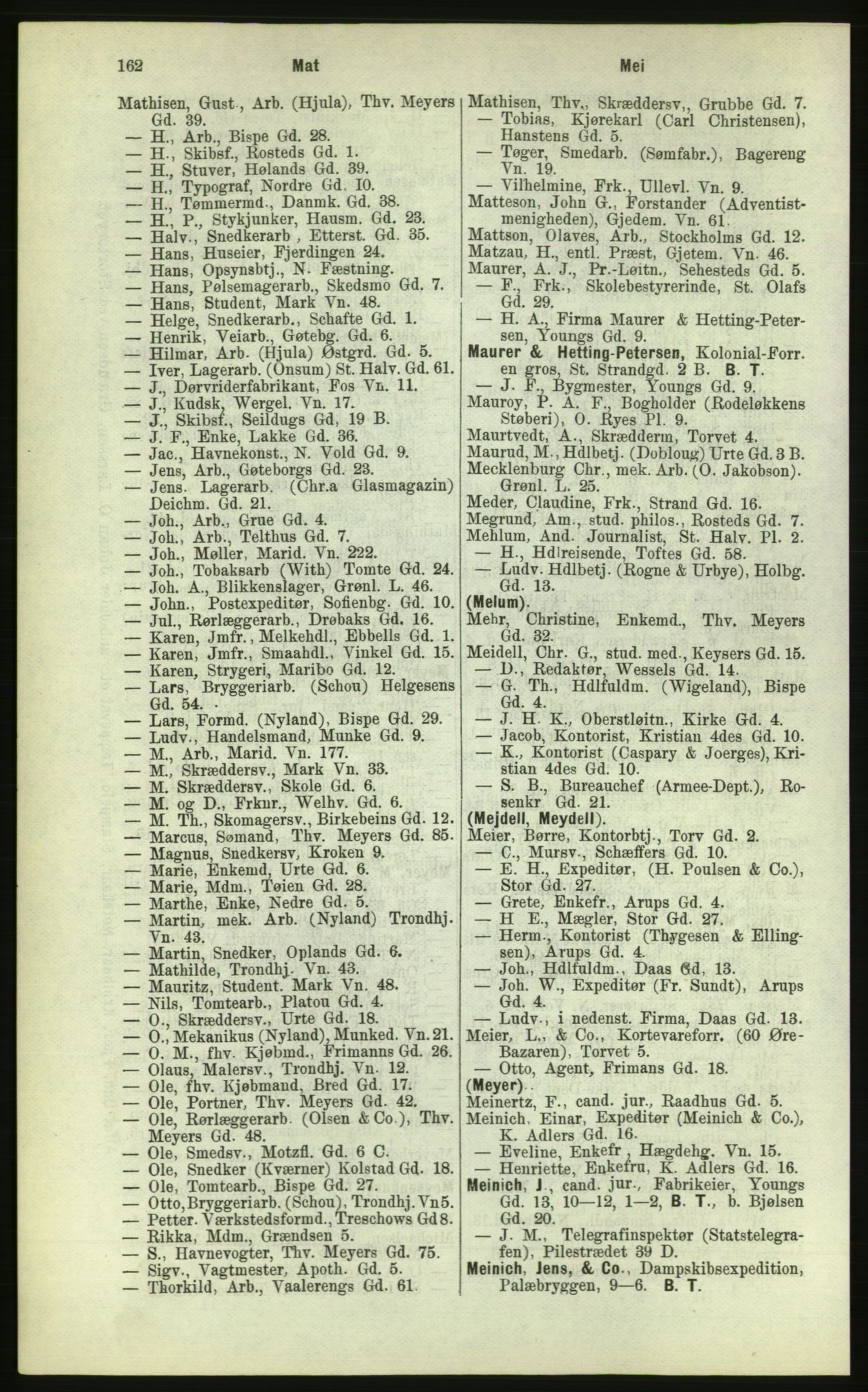 Kristiania/Oslo adressebok, PUBL/-, 1884, p. 162