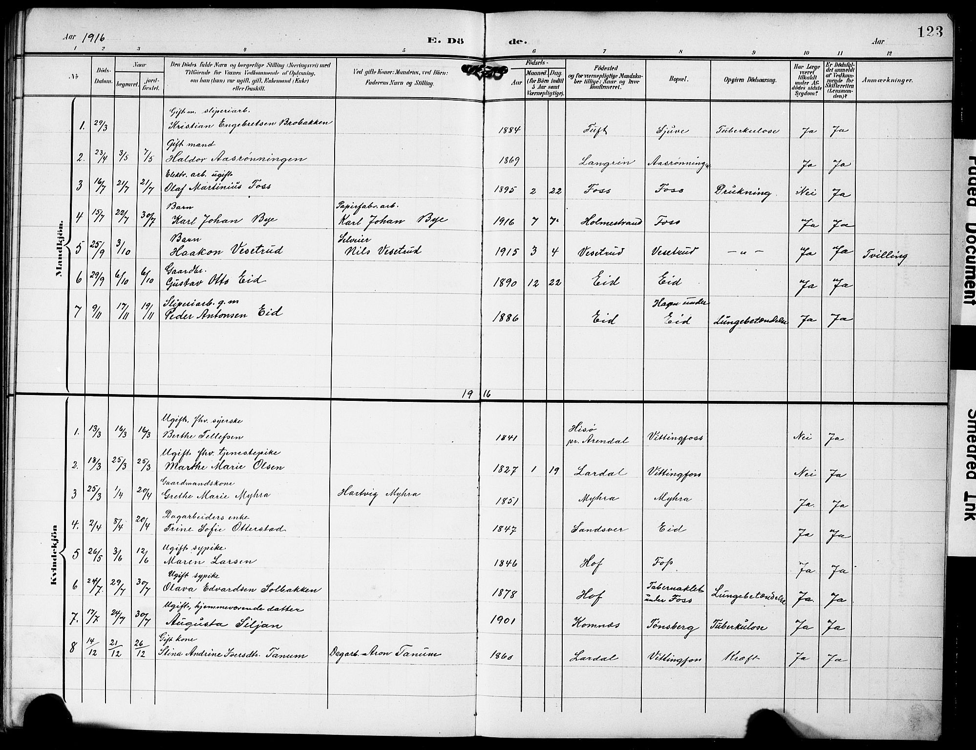 Sandsvær kirkebøker, AV/SAKO-A-244/G/Gc/L0001: Parish register (copy) no. III 1, 1878-1928, p. 123