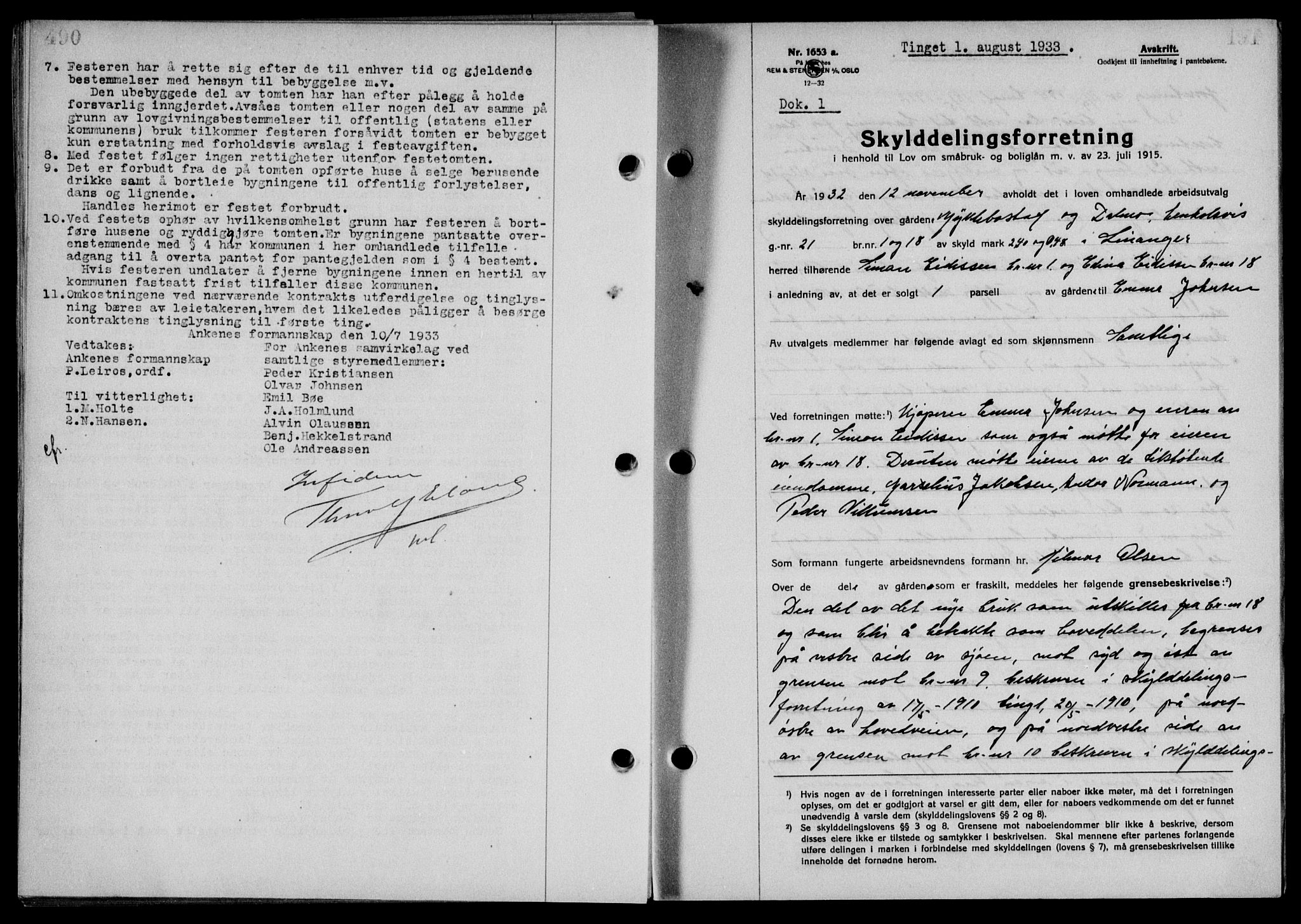 Steigen og Ofoten sorenskriveri, SAT/A-0030/1/2/2C/L0023/0002: Mortgage book no. 26-II og 27, 1933-1934, Deed date: 01.08.1933