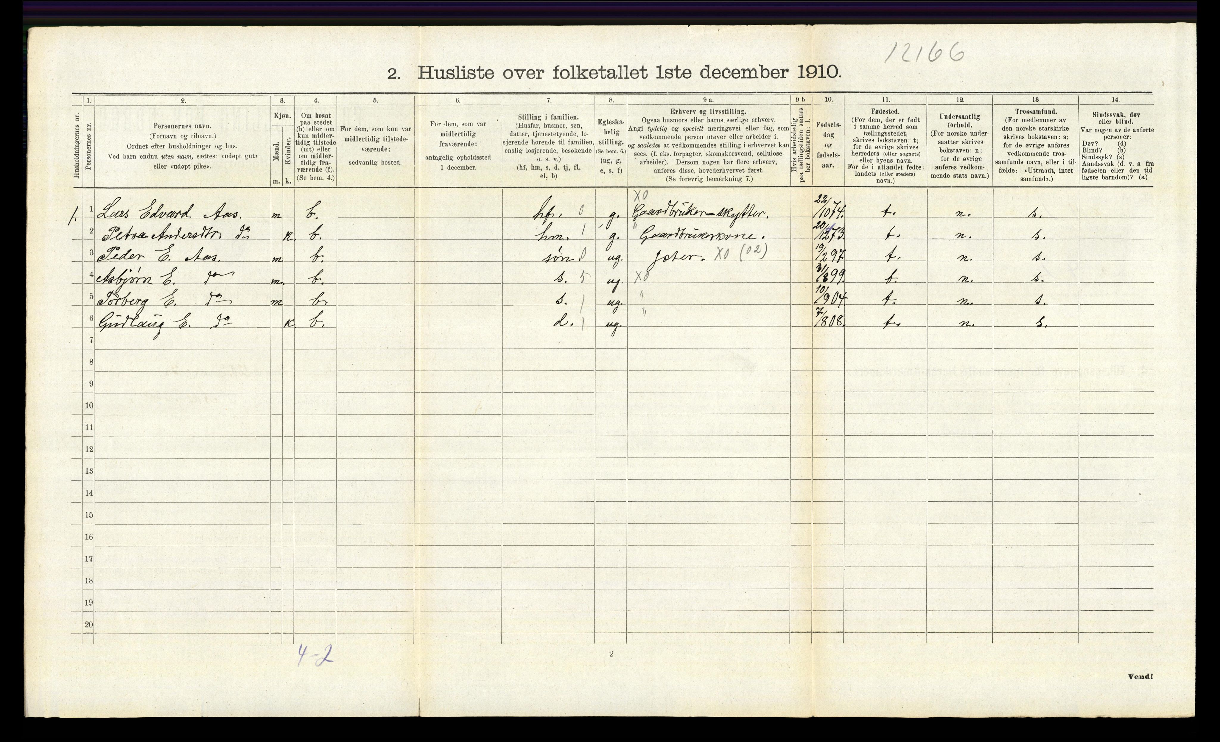 RA, 1910 census for Tolga, 1910, p. 991