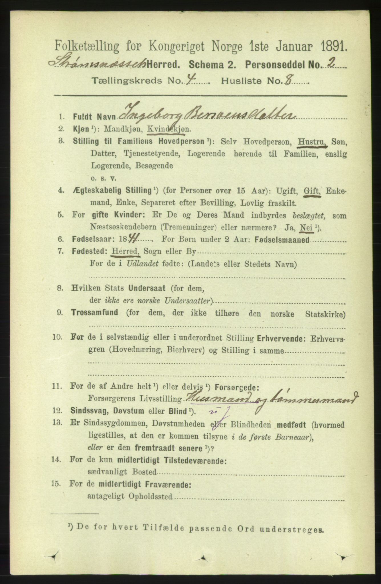 RA, 1891 census for 1559 Straumsnes, 1891, p. 805