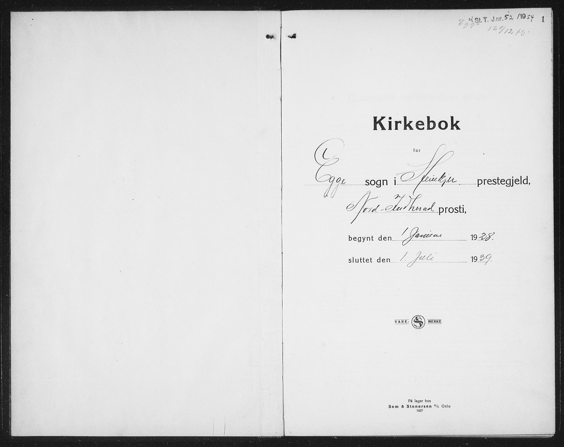 Ministerialprotokoller, klokkerbøker og fødselsregistre - Nord-Trøndelag, SAT/A-1458/740/L0383: Parish register (copy) no. 740C04, 1927-1939, p. 1