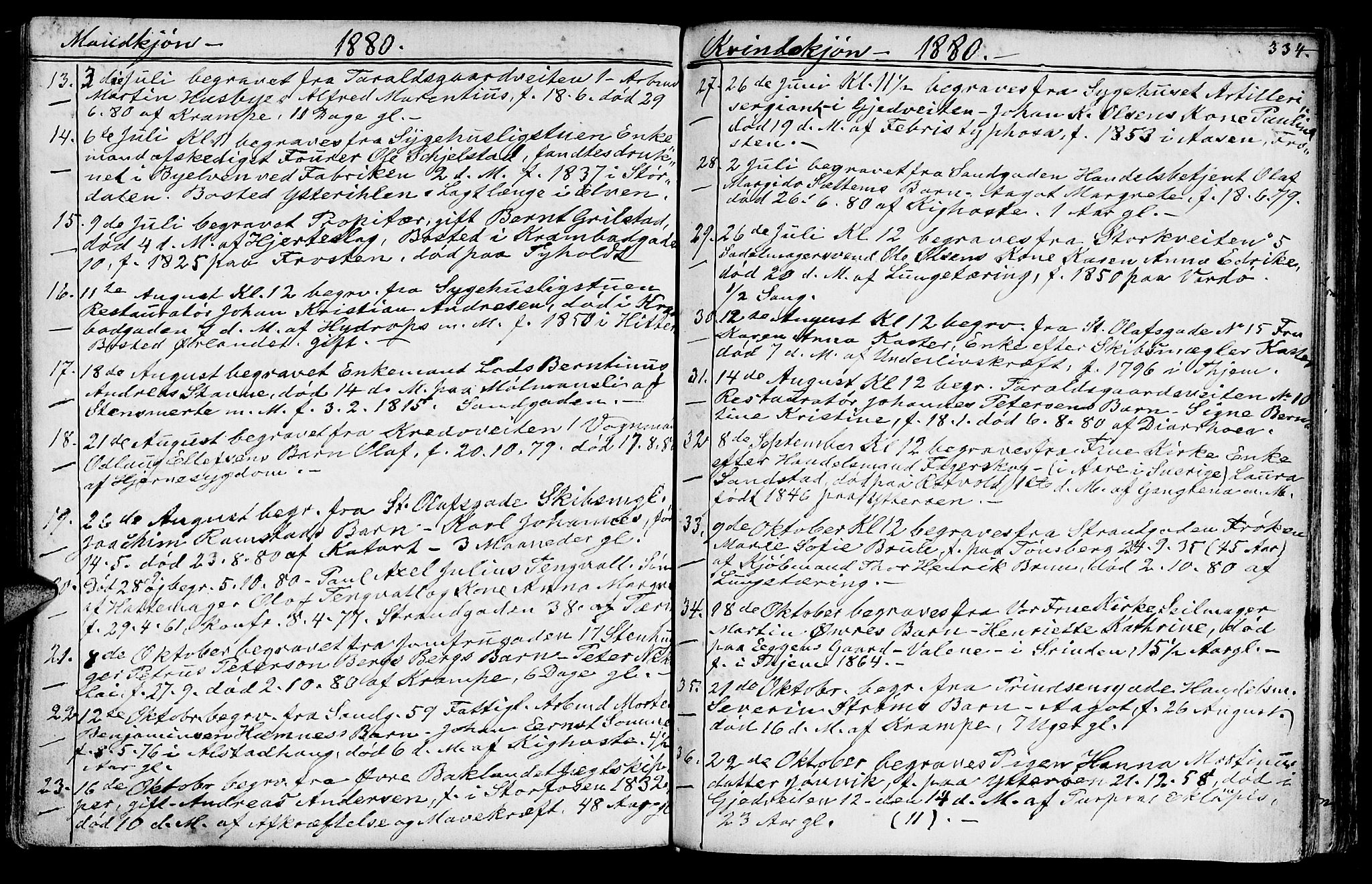 Ministerialprotokoller, klokkerbøker og fødselsregistre - Sør-Trøndelag, SAT/A-1456/602/L0142: Parish register (copy) no. 602C10, 1872-1894, p. 334