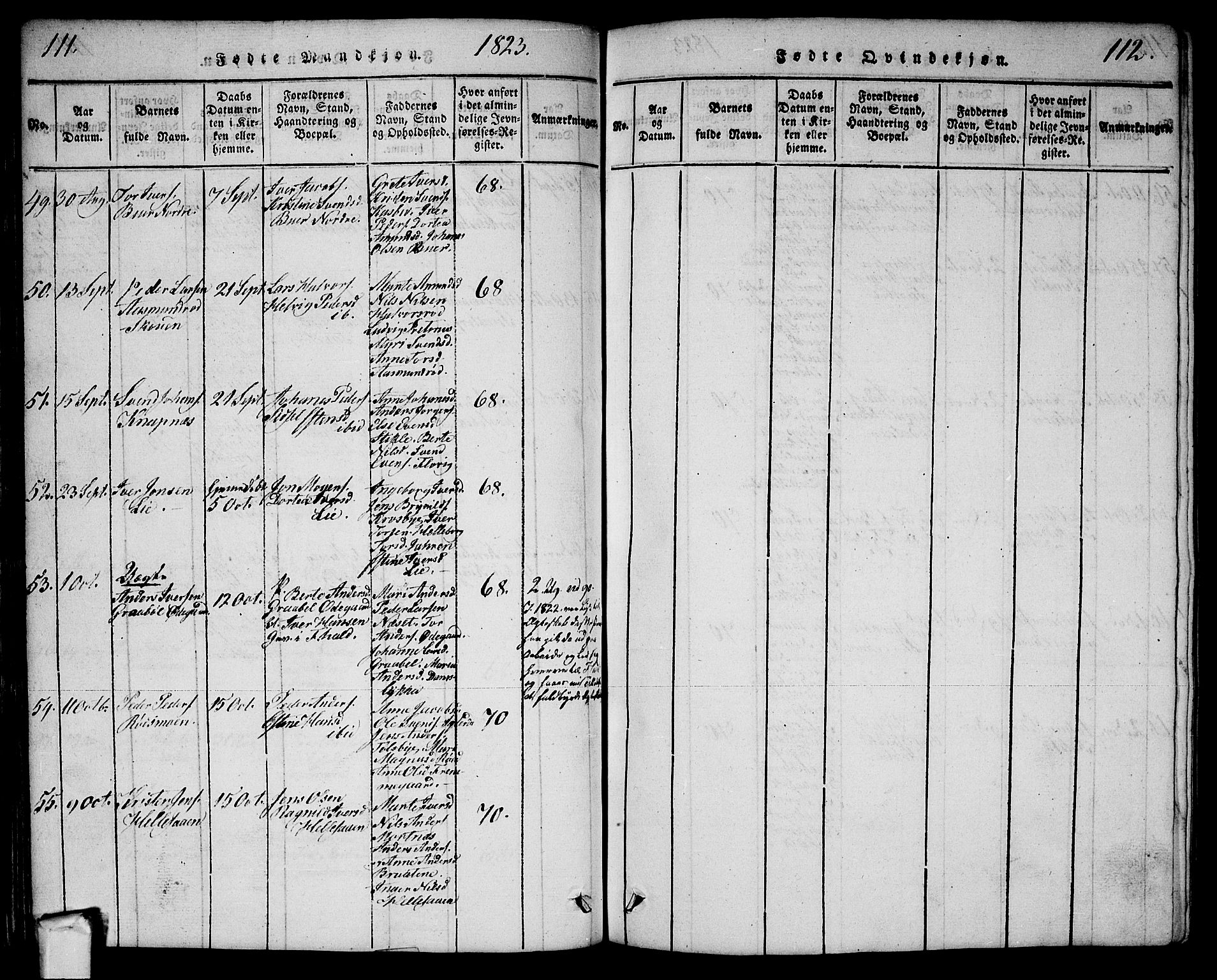 Aremark prestekontor Kirkebøker, AV/SAO-A-10899/G/Ga/L0001: Parish register (copy) no.  I 1, 1814-1834, p. 111-112