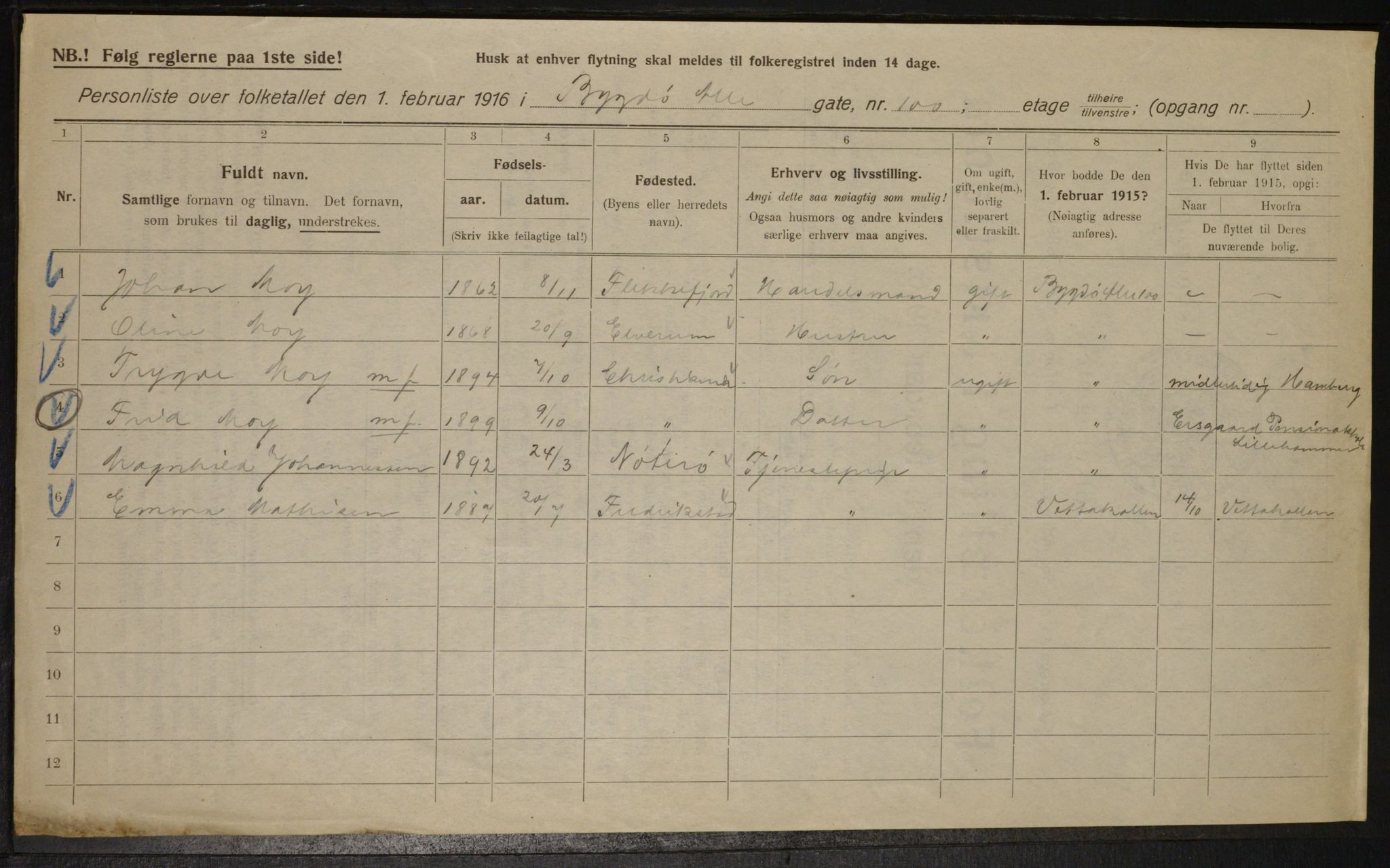 OBA, Municipal Census 1916 for Kristiania, 1916, p. 11064