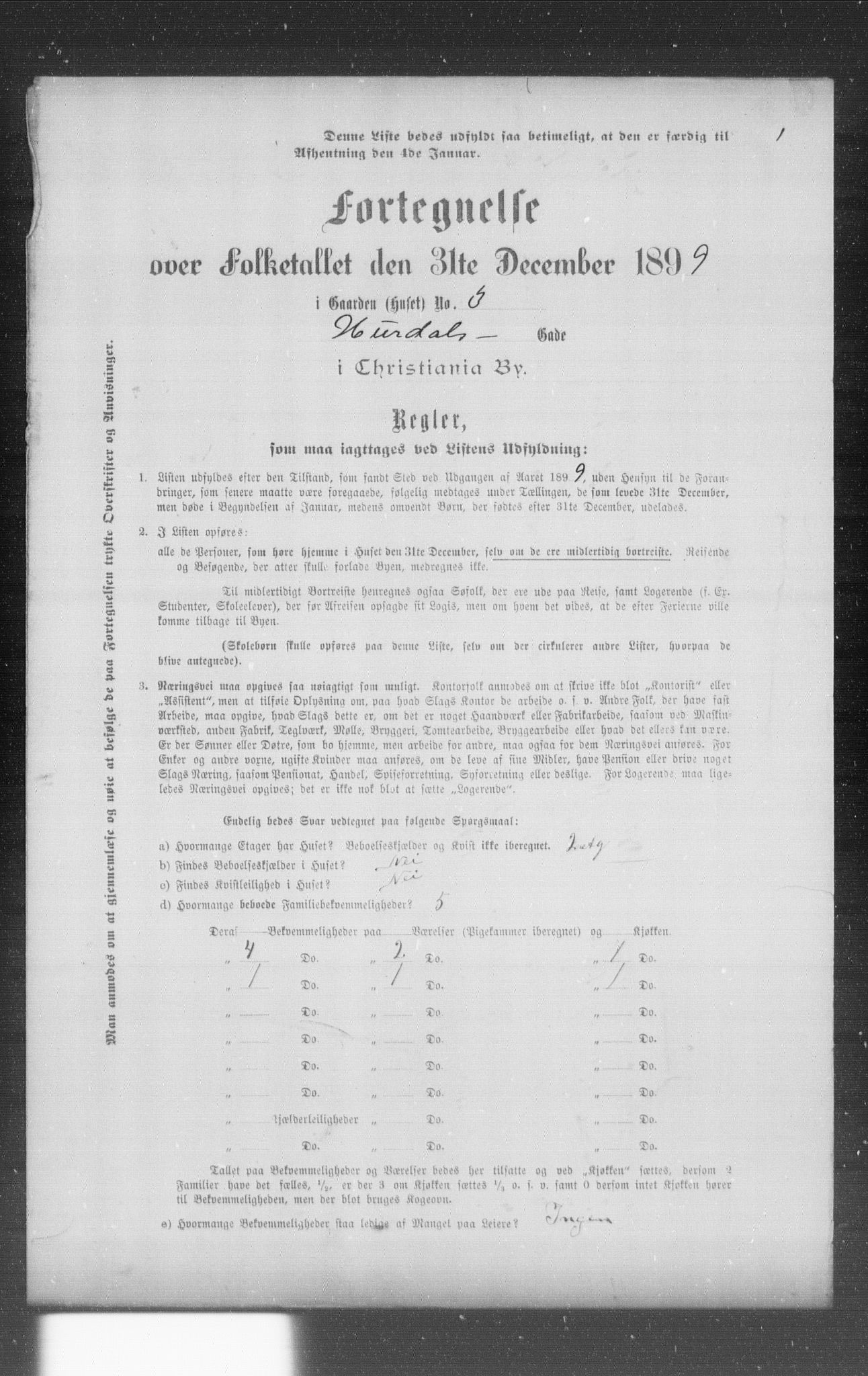OBA, Municipal Census 1899 for Kristiania, 1899, p. 5536