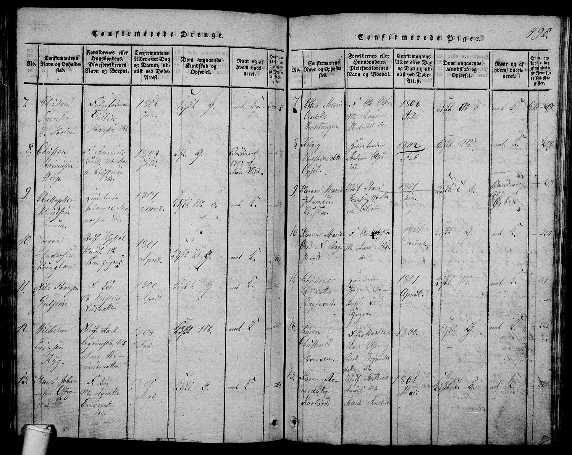 Våle kirkebøker, AV/SAKO-A-334/G/Ga/L0001: Parish register (copy) no. I 1, 1814-1824, p. 494-495