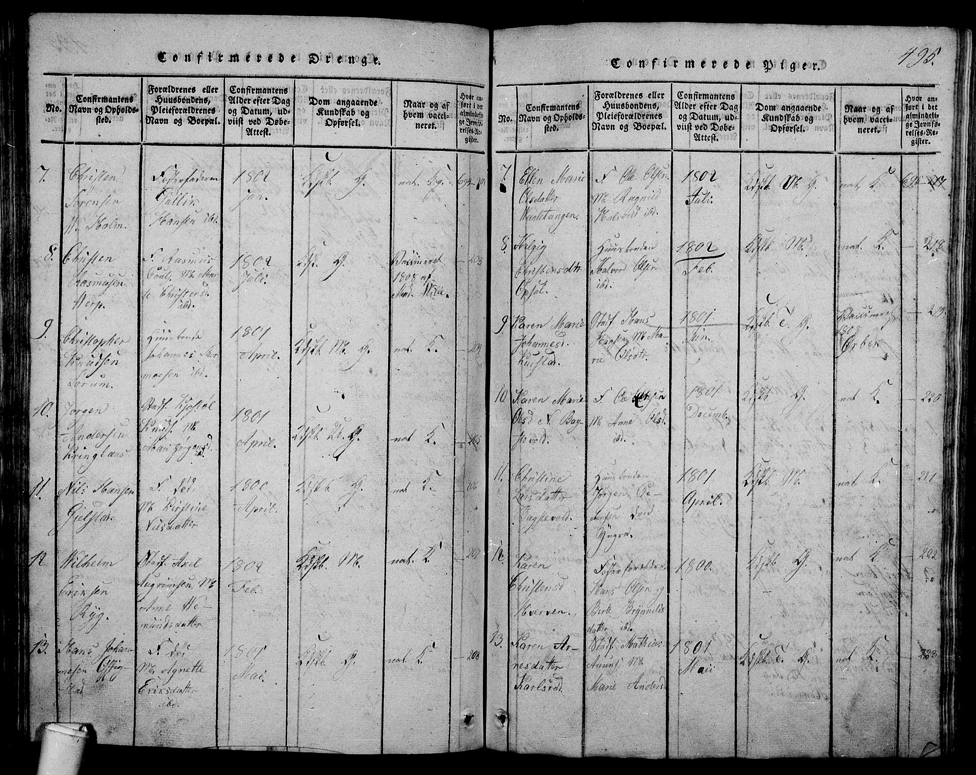 Våle kirkebøker, SAKO/A-334/G/Ga/L0001: Parish register (copy) no. I 1, 1814-1824, p. 494-495