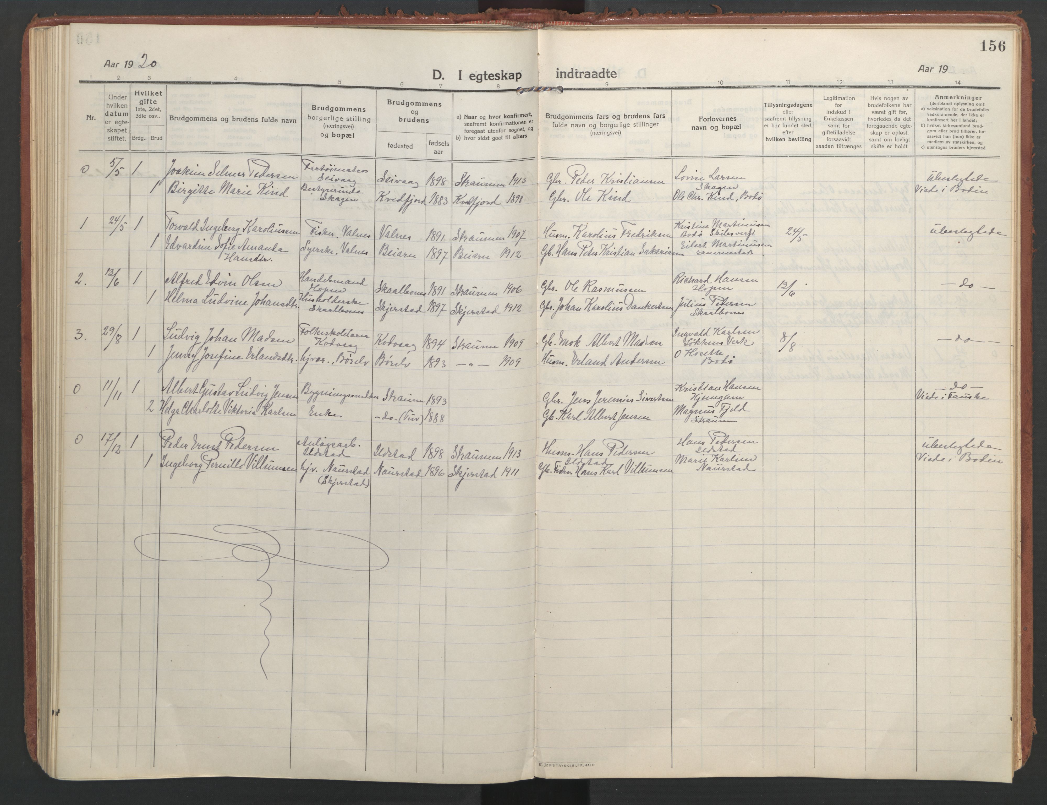 Ministerialprotokoller, klokkerbøker og fødselsregistre - Nordland, SAT/A-1459/804/L0086: Parish register (official) no. 804A07, 1916-1935, p. 156