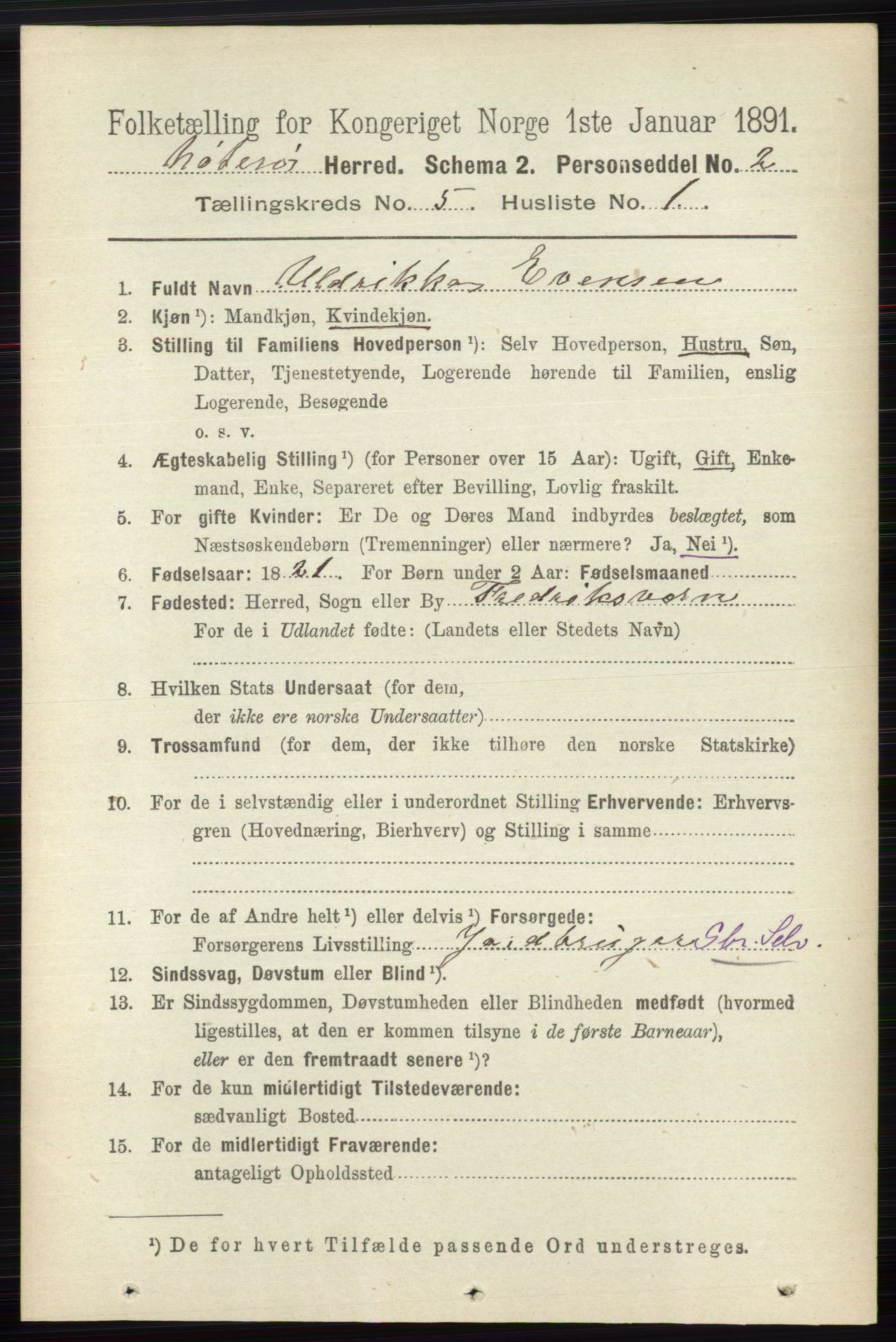 RA, 1891 census for 0722 Nøtterøy, 1891, p. 2550