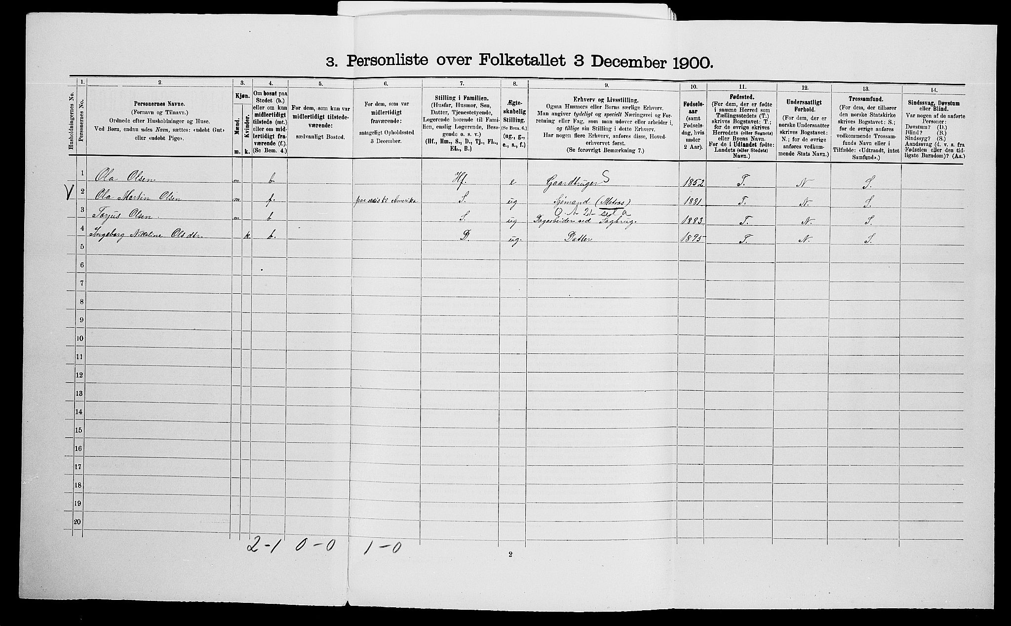SAK, 1900 census for Søndeled, 1900, p. 1134