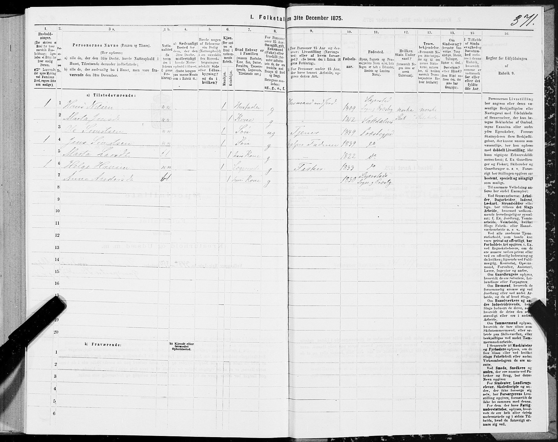 SAT, 1875 census for 1840P Saltdal, 1875, p. 1371