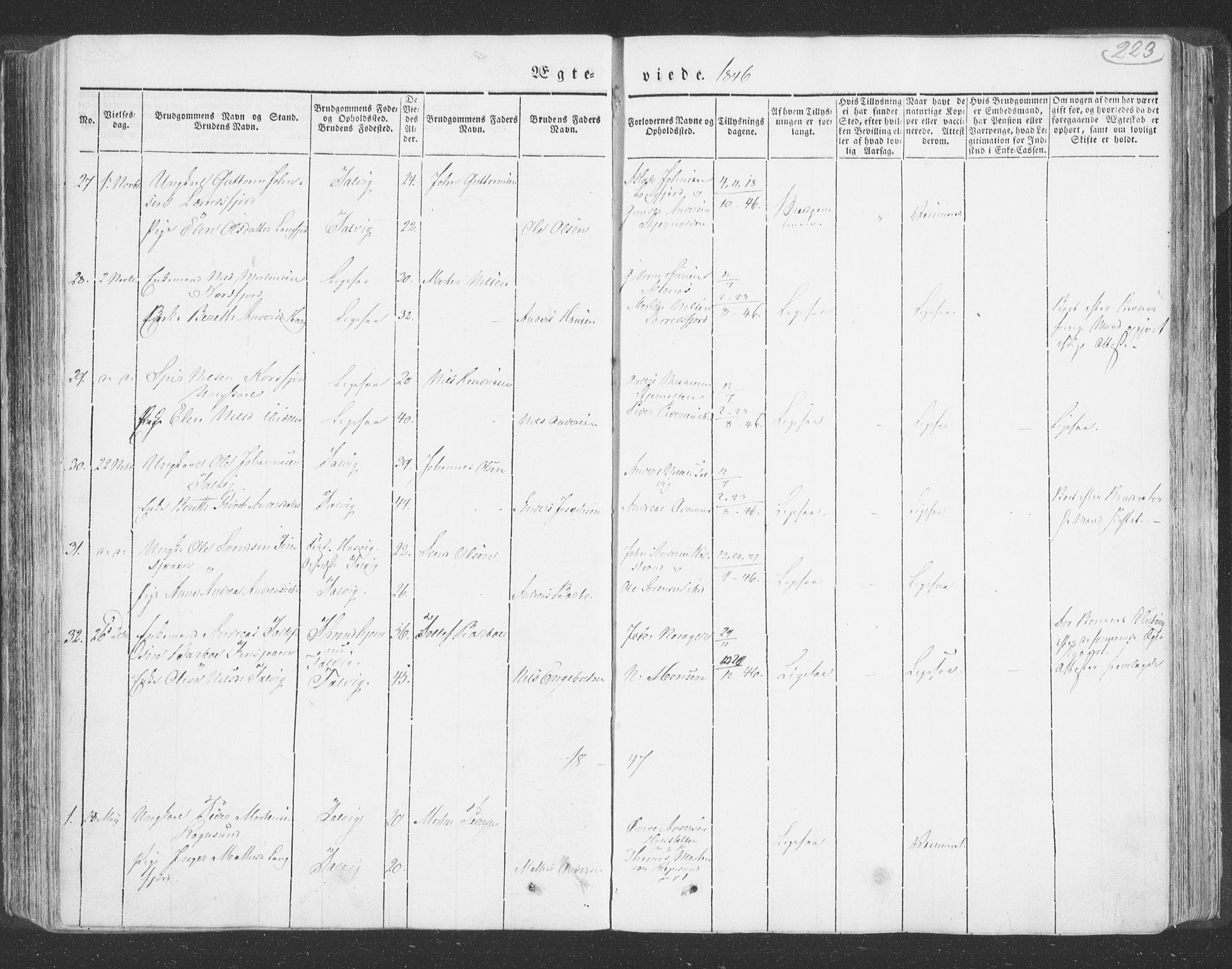 Talvik sokneprestkontor, SATØ/S-1337/H/Ha/L0009kirke: Parish register (official) no. 9, 1837-1852, p. 223