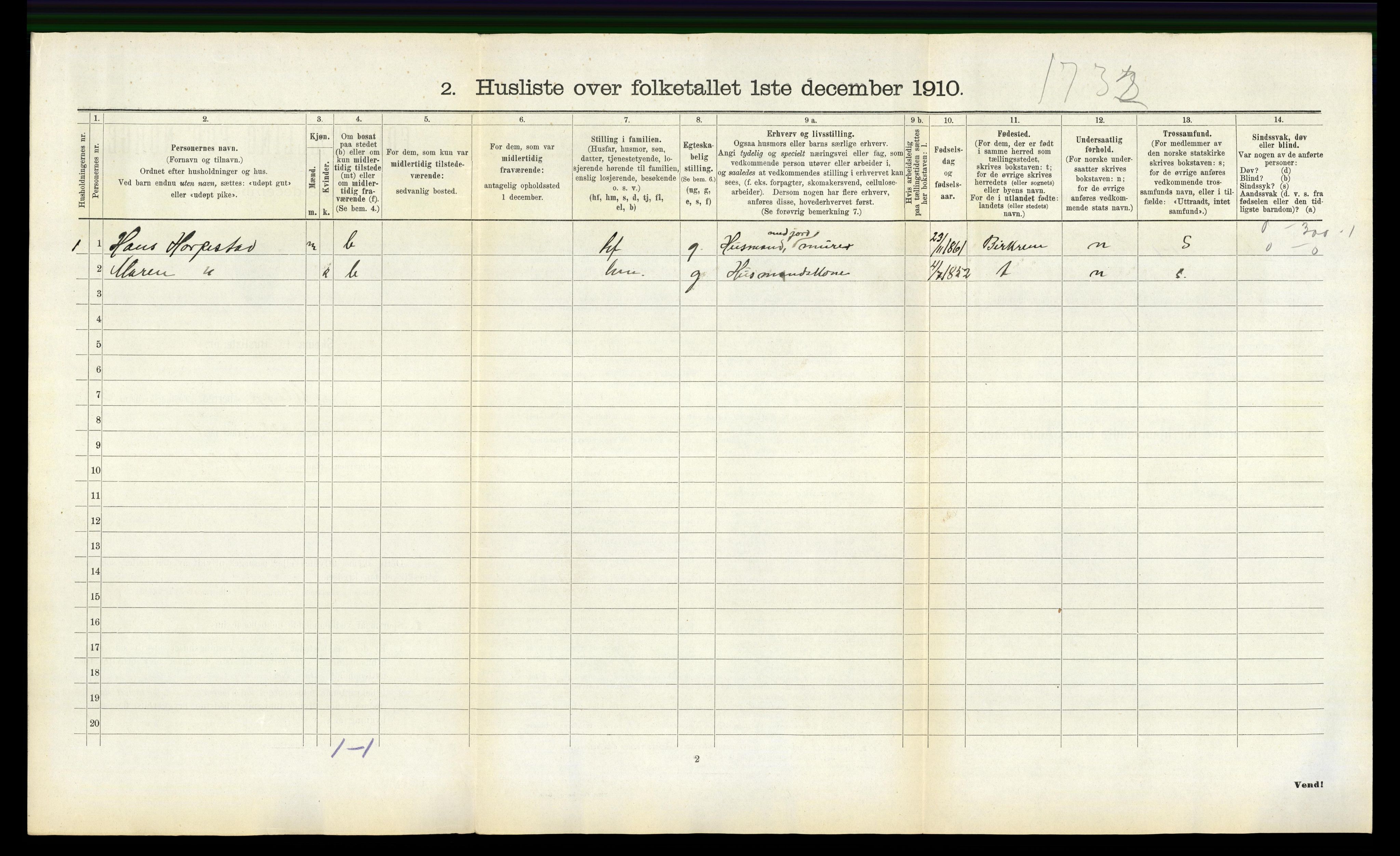 RA, 1910 census for Klepp, 1910, p. 602