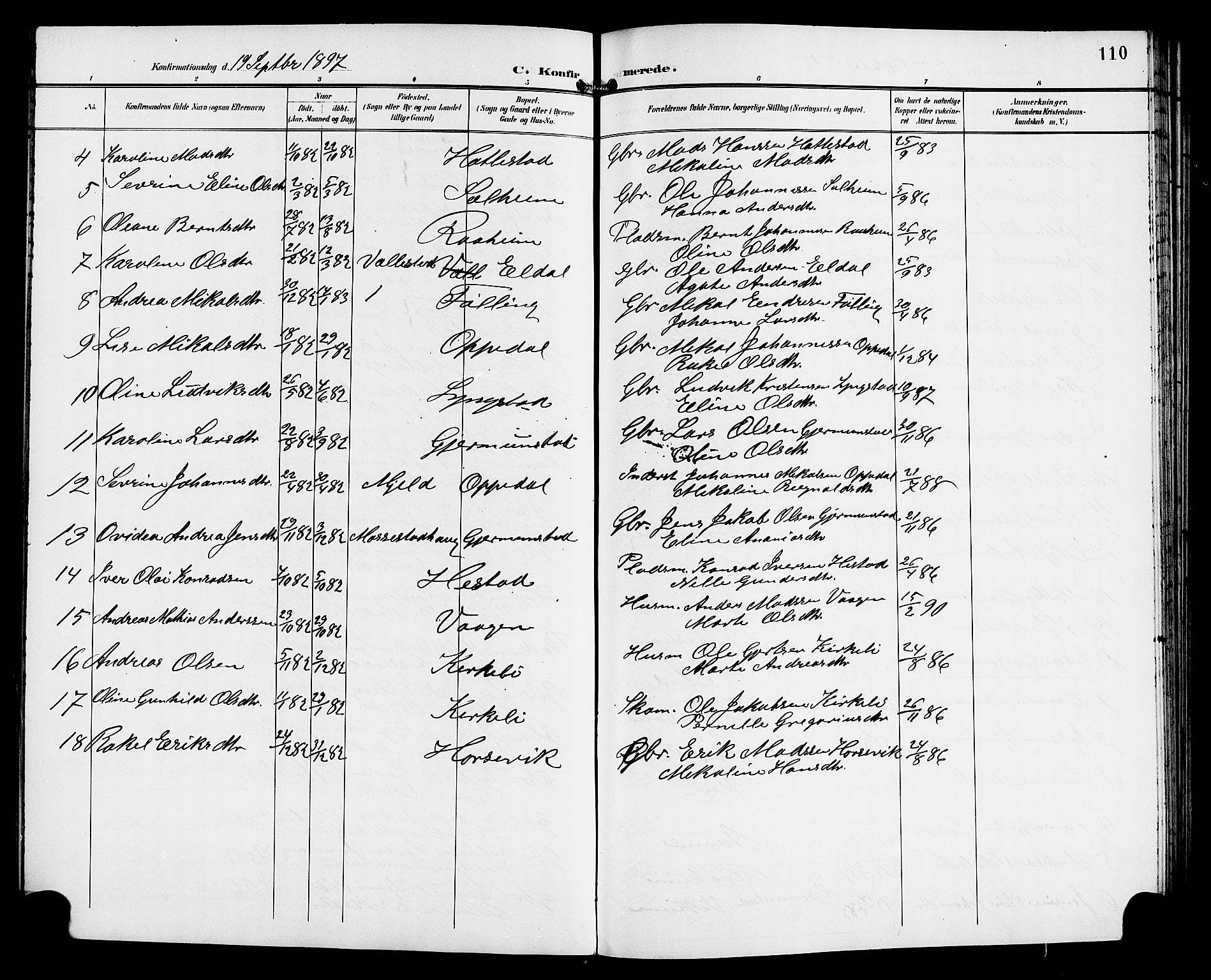 Gaular sokneprestembete, AV/SAB-A-80001/H/Hab: Parish register (copy) no. C 4, 1895-1920, p. 110