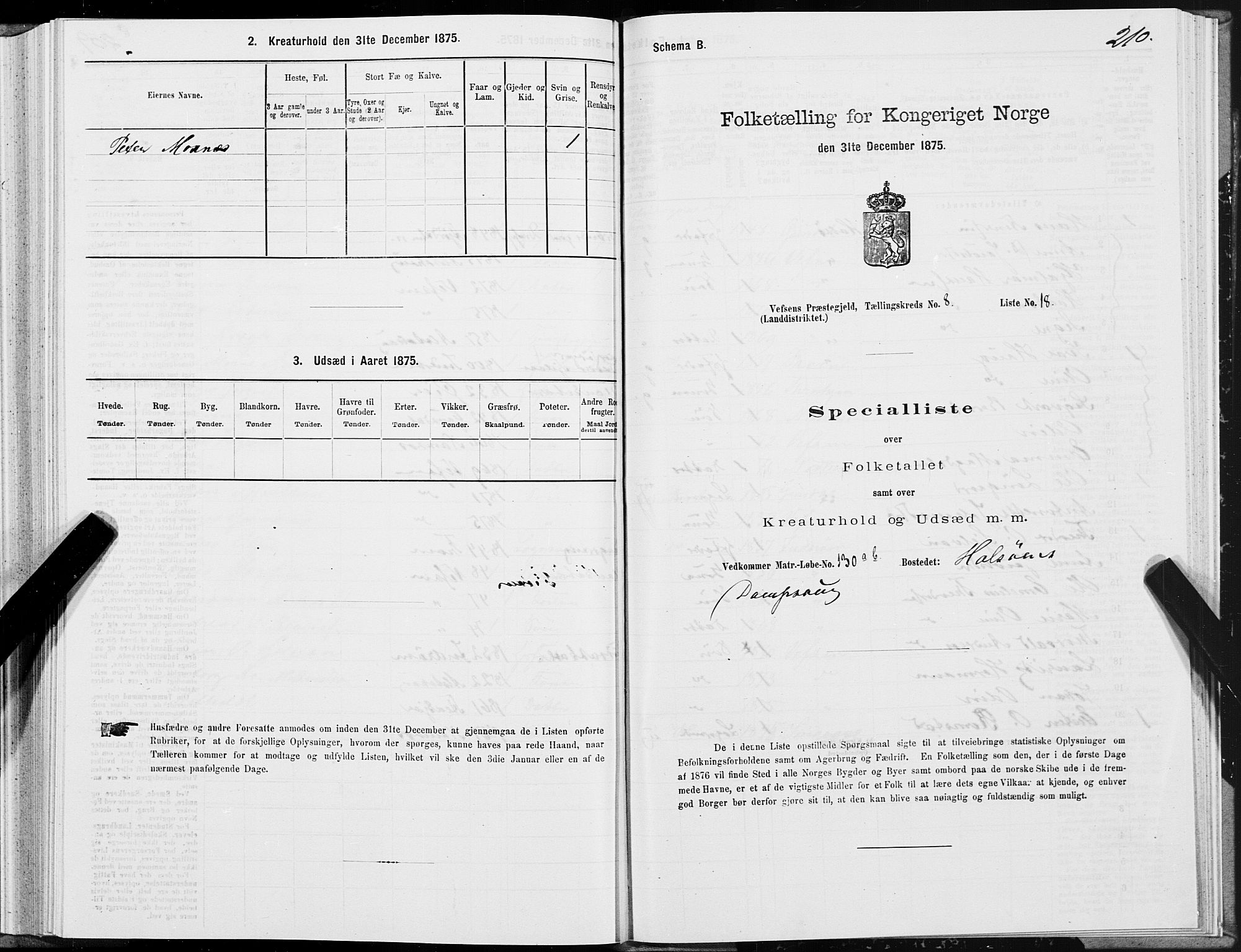 SAT, 1875 census for 1824L Vefsn/Vefsn, 1875, p. 2210