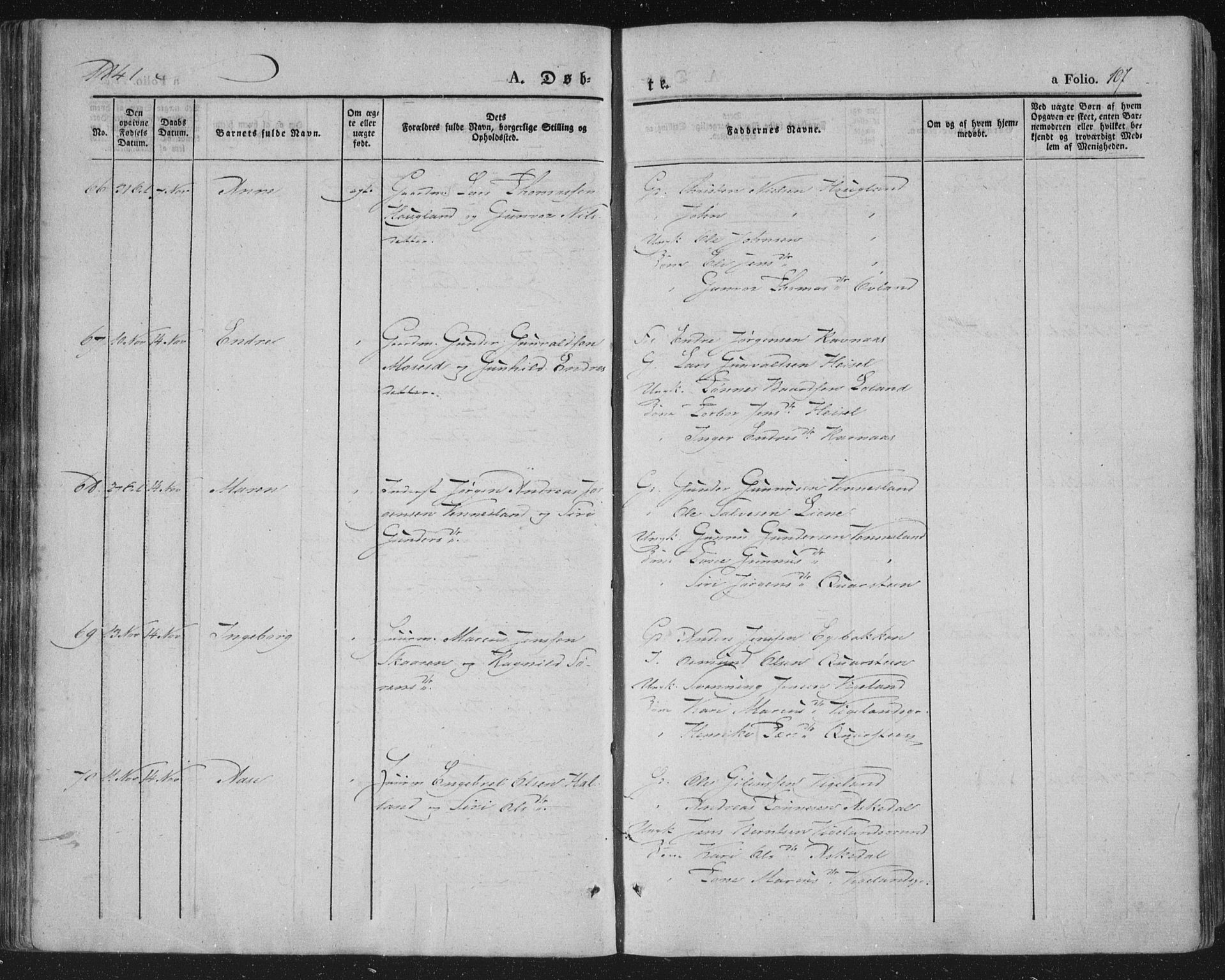 Vennesla sokneprestkontor, AV/SAK-1111-0045/Fa/Fac/L0004: Parish register (official) no. A 4, 1834-1855, p. 107