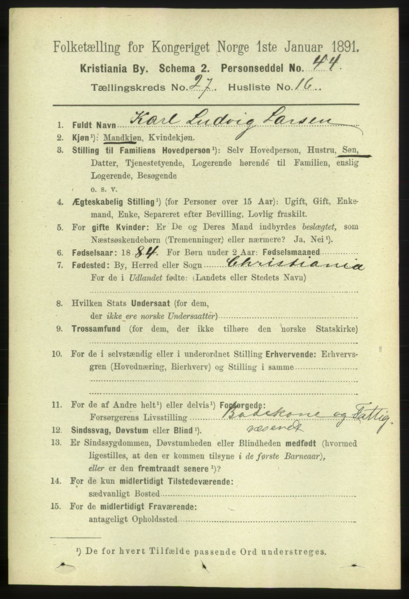 RA, 1891 census for 0301 Kristiania, 1891, p. 14187