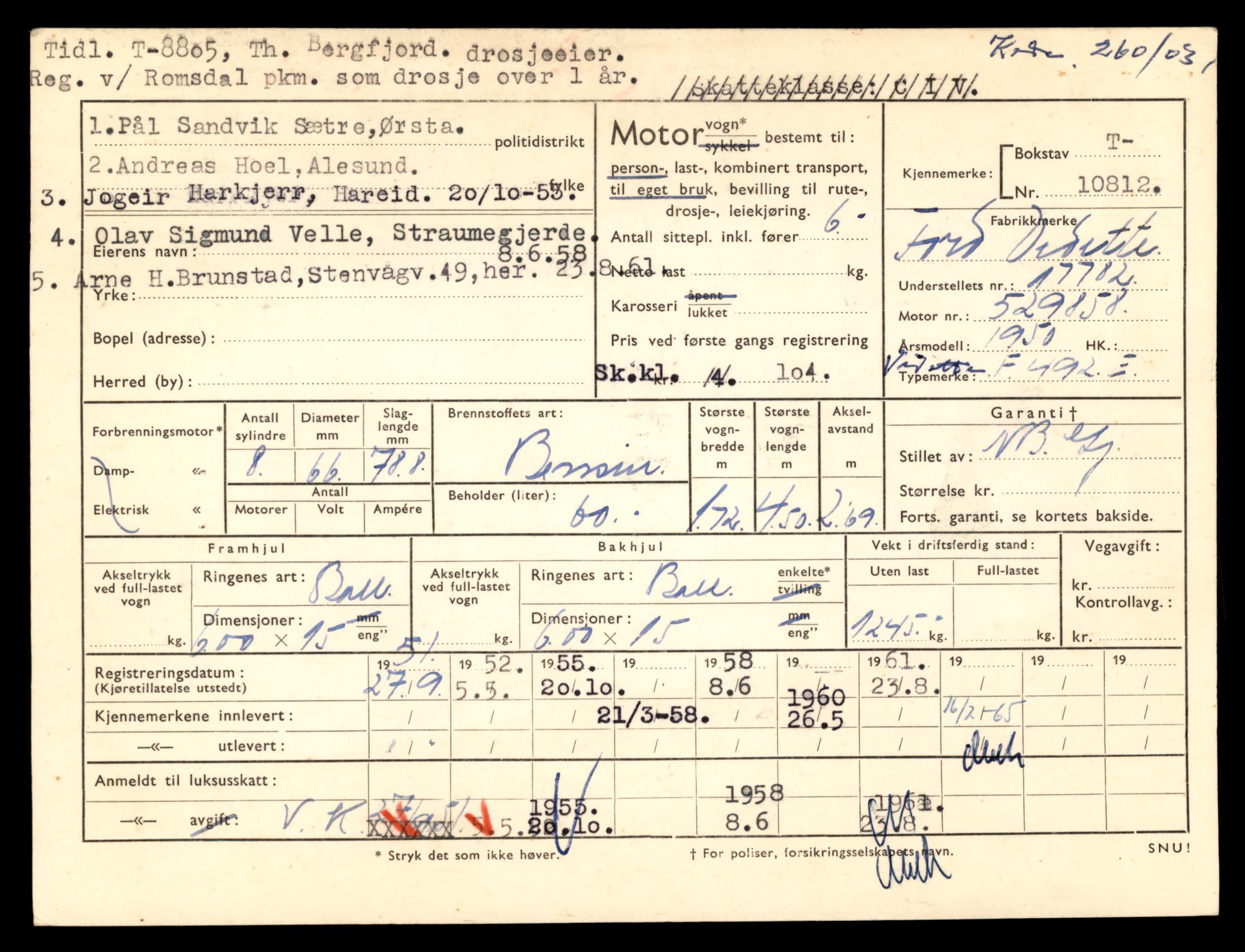 Møre og Romsdal vegkontor - Ålesund trafikkstasjon, AV/SAT-A-4099/F/Fe/L0024: Registreringskort for kjøretøy T 10810 - T 10930, 1927-1998, p. 43