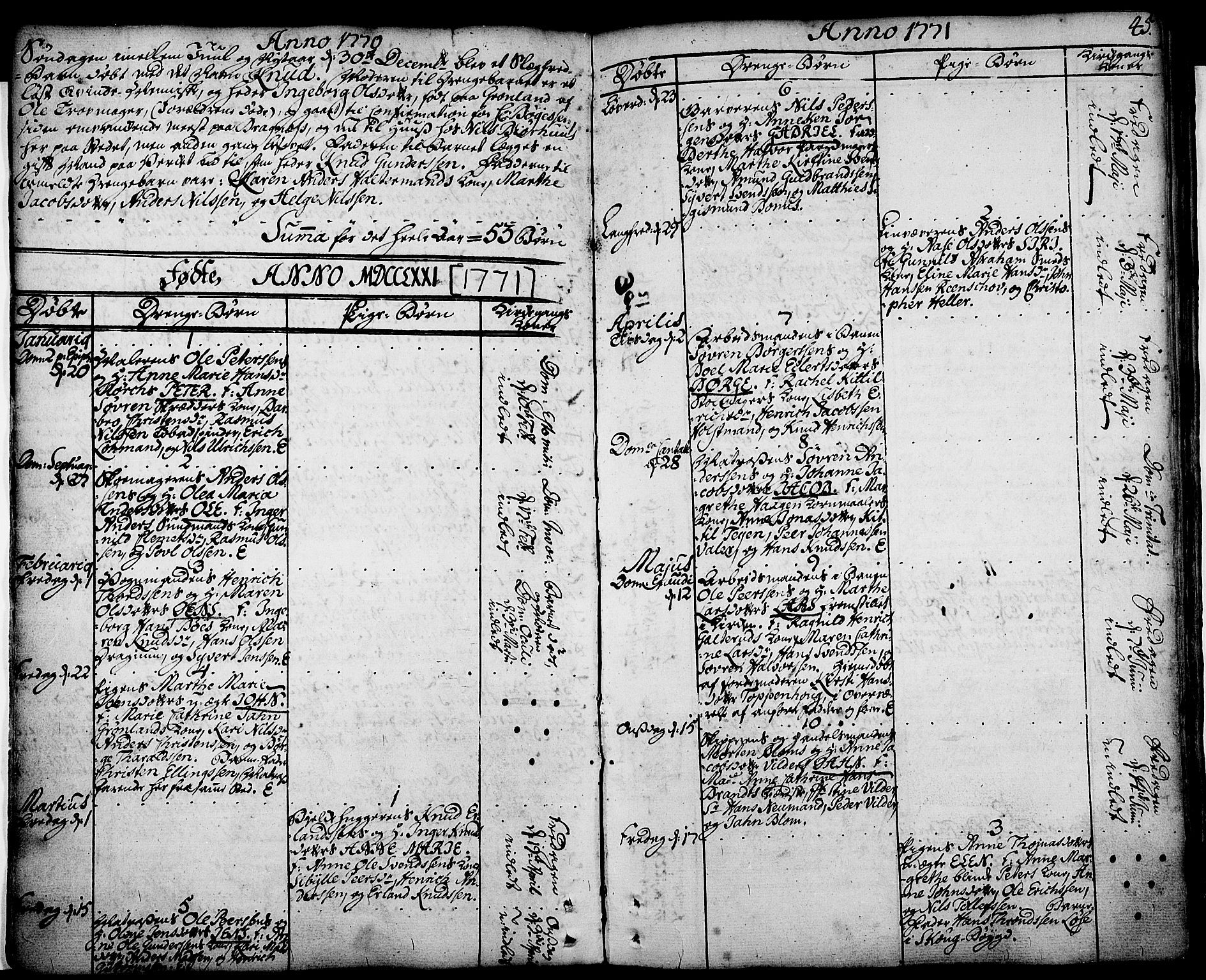 Strømsø kirkebøker, AV/SAKO-A-246/F/Fa/L0009: Parish register (official) no. I 9, 1752-1791, p. 45