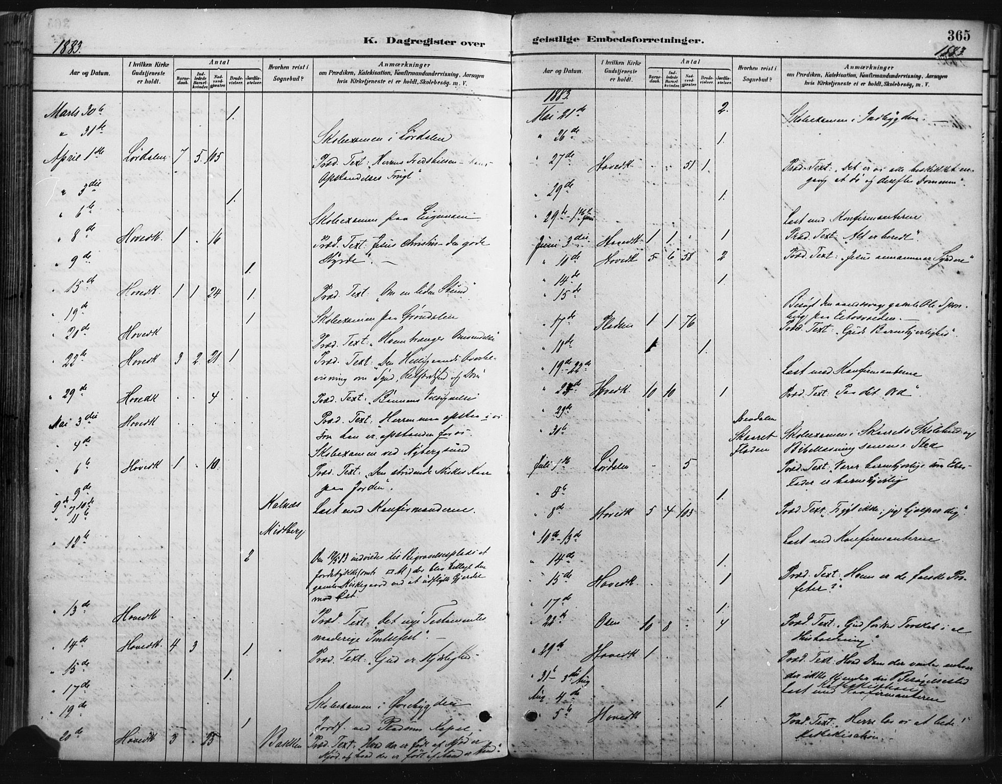 Trysil prestekontor, AV/SAH-PREST-046/H/Ha/Haa/L0009: Parish register (official) no. 9, 1881-1897, p. 365