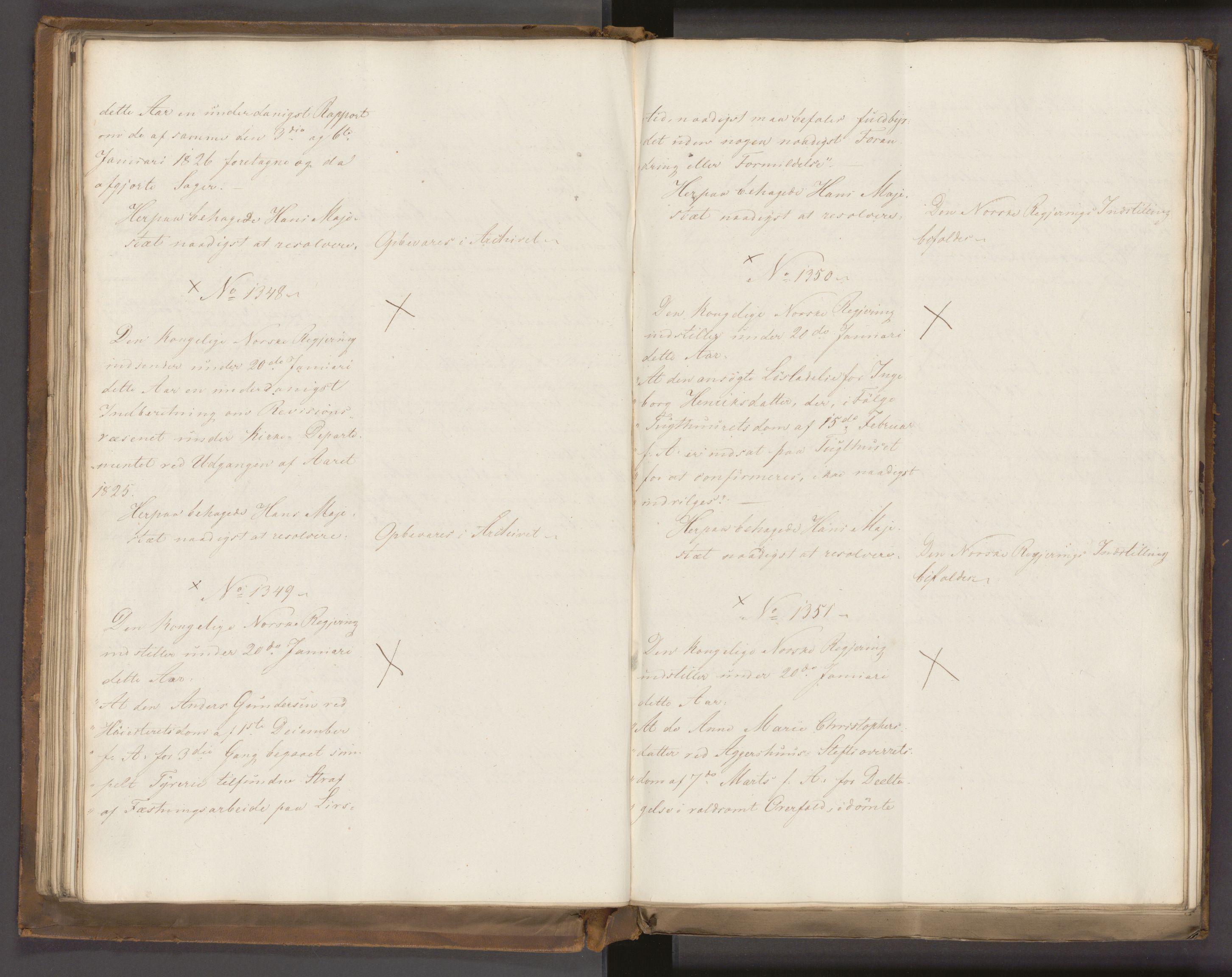 Statsrådssekretariatet, AV/RA-S-1001/A/Ab/L0022: Kgl. res. nr. 1210-1721, 1. halvår, 1826