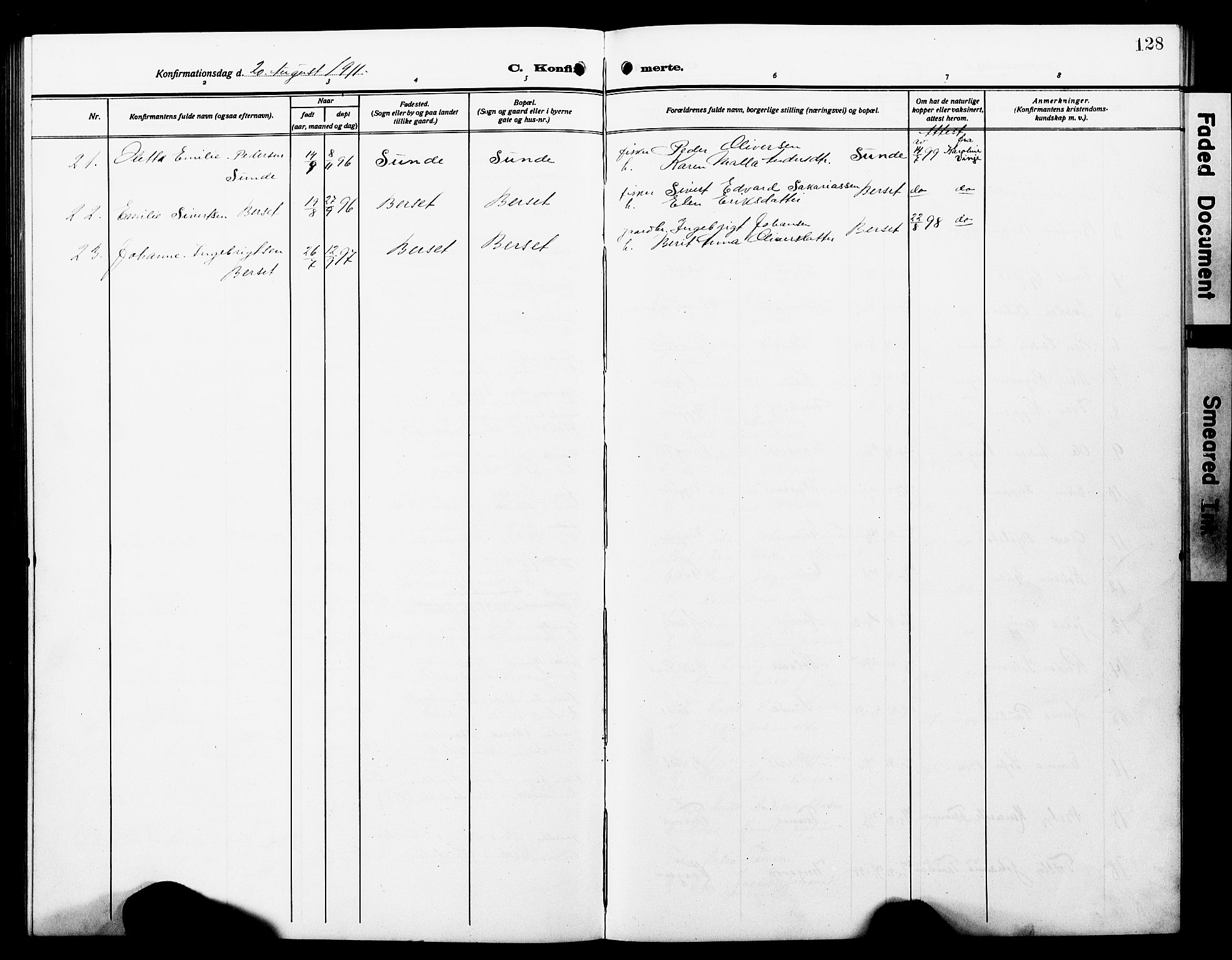 Ministerialprotokoller, klokkerbøker og fødselsregistre - Møre og Romsdal, SAT/A-1454/566/L0774: Parish register (copy) no. 566C03, 1910-1929, p. 128