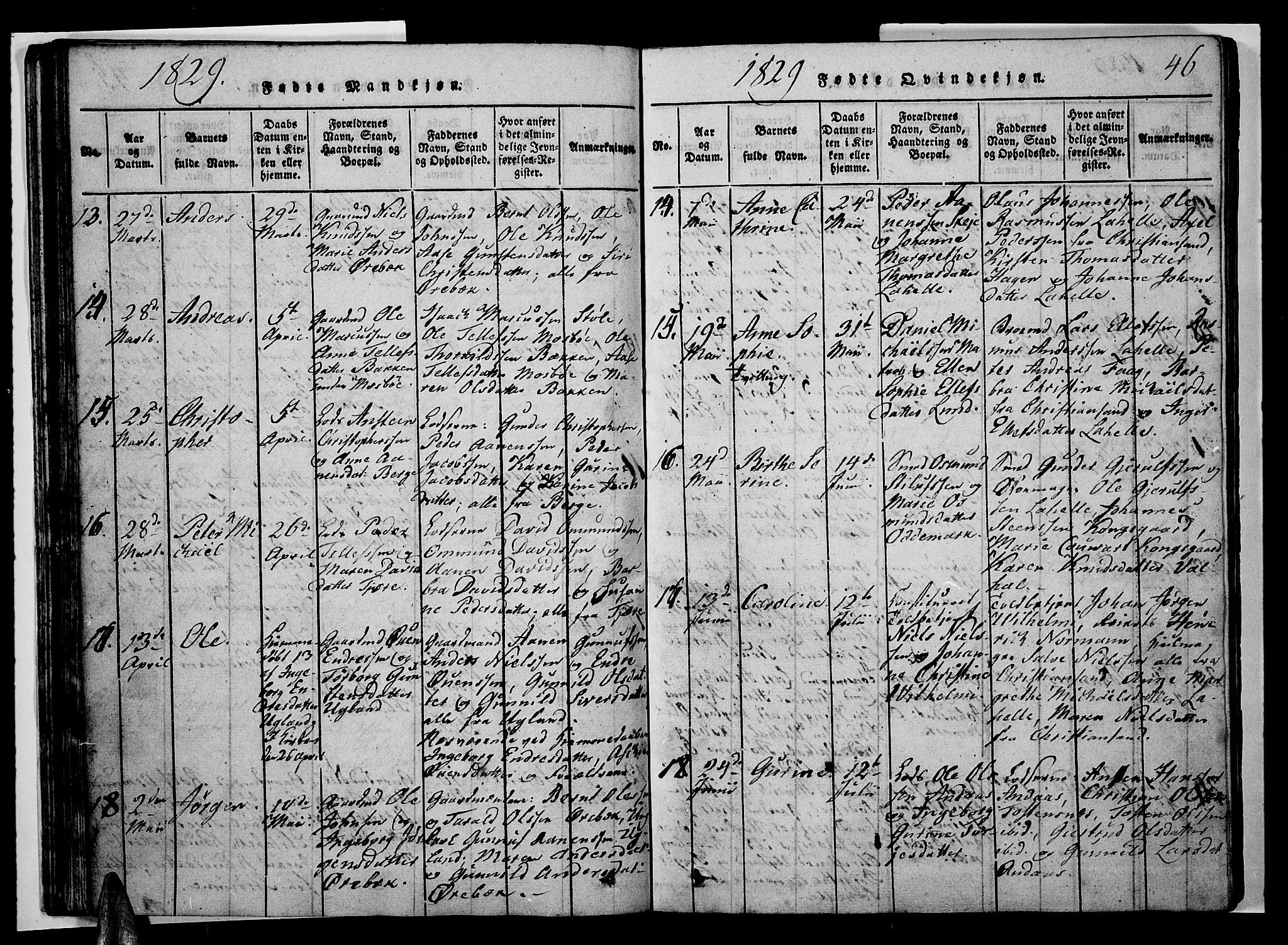 Oddernes sokneprestkontor, AV/SAK-1111-0033/F/Fb/Fba/L0003: Parish register (copy) no. B 3, 1820-1838, p. 46