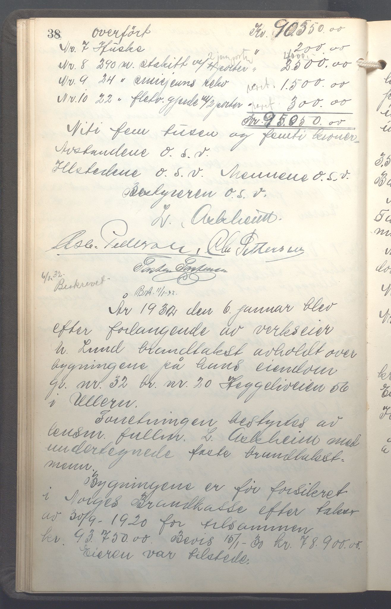 Lensmennene i Aker, OBA/A-10133/F/Fb/L0004: Branntakstprotokoll, 1931-1937, p. 38