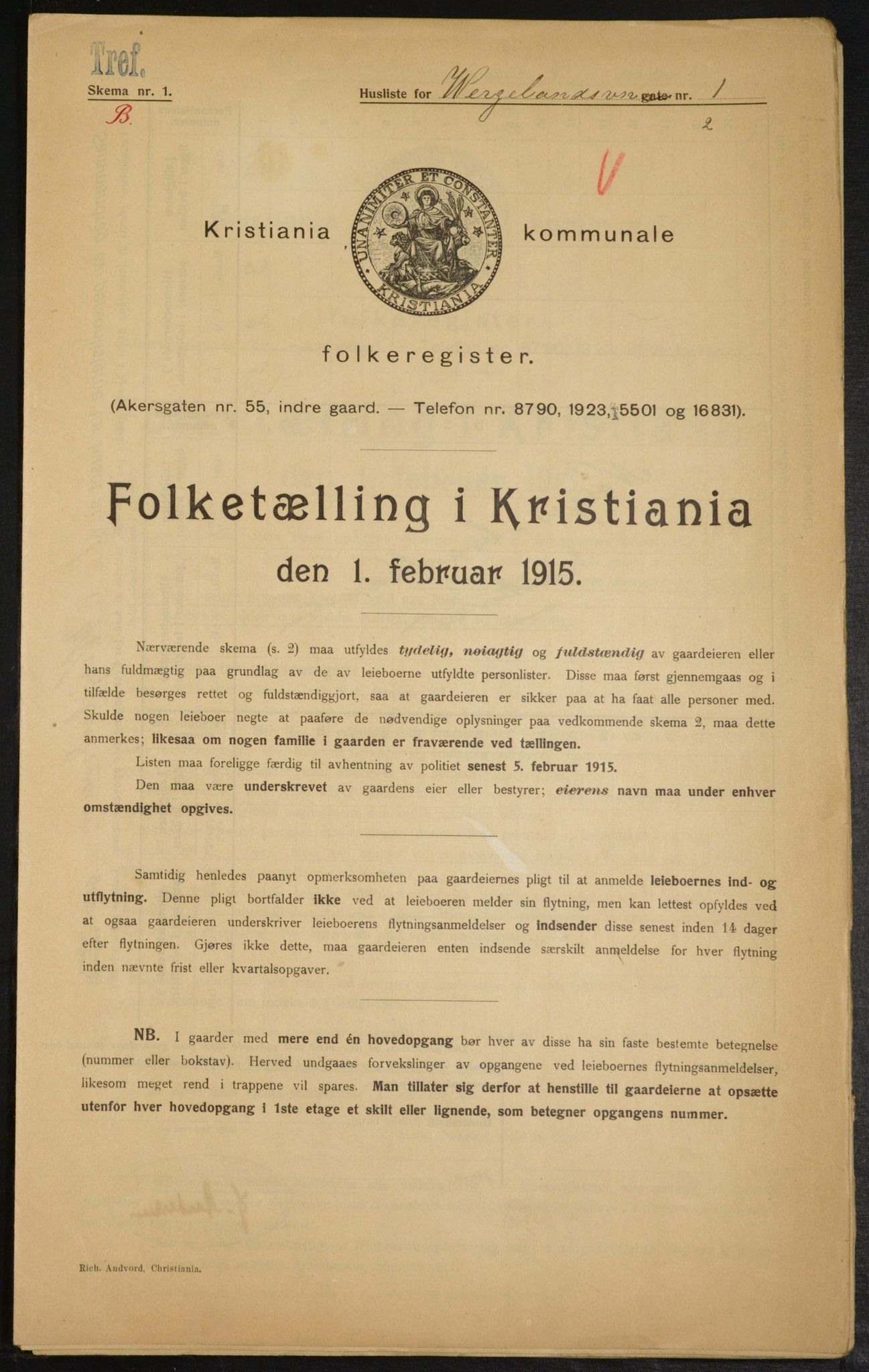 OBA, Municipal Census 1915 for Kristiania, 1915, p. 128335