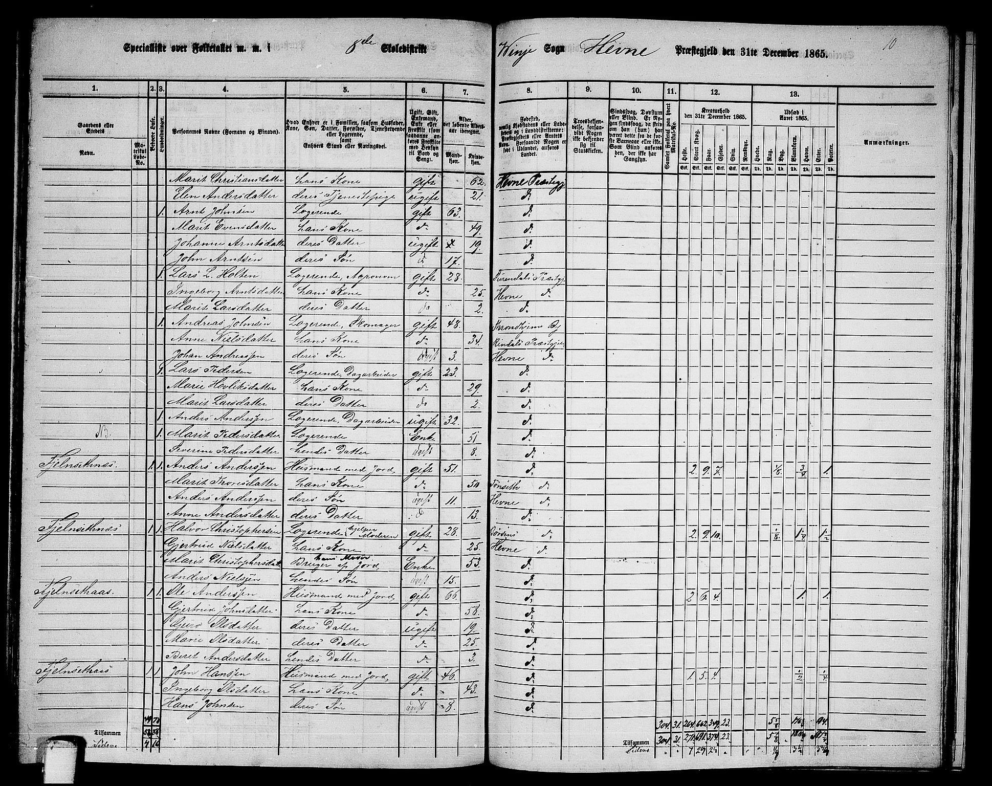 RA, 1865 census for Hemne, 1865, p. 177