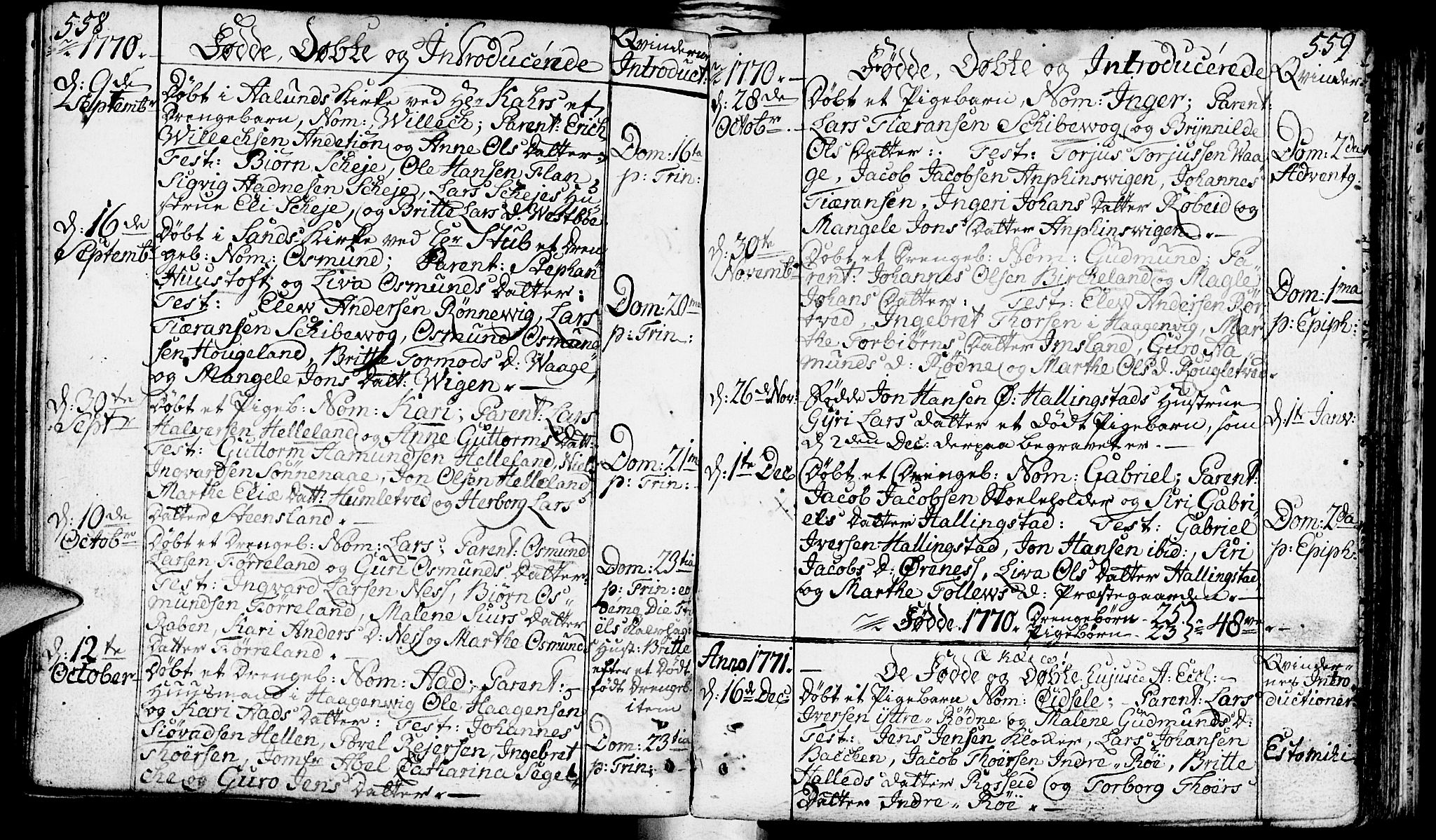 Vikedal sokneprestkontor, AV/SAST-A-101840/01/IV: Parish register (official) no. A 1, 1737-1778, p. 558-559