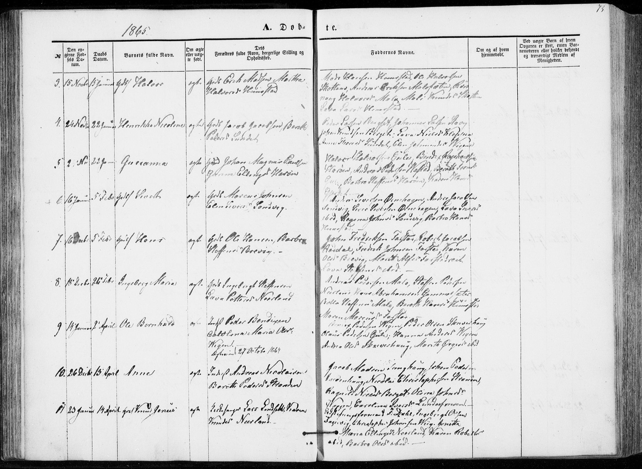 Ministerialprotokoller, klokkerbøker og fødselsregistre - Møre og Romsdal, AV/SAT-A-1454/566/L0767: Parish register (official) no. 566A06, 1852-1868, p. 73