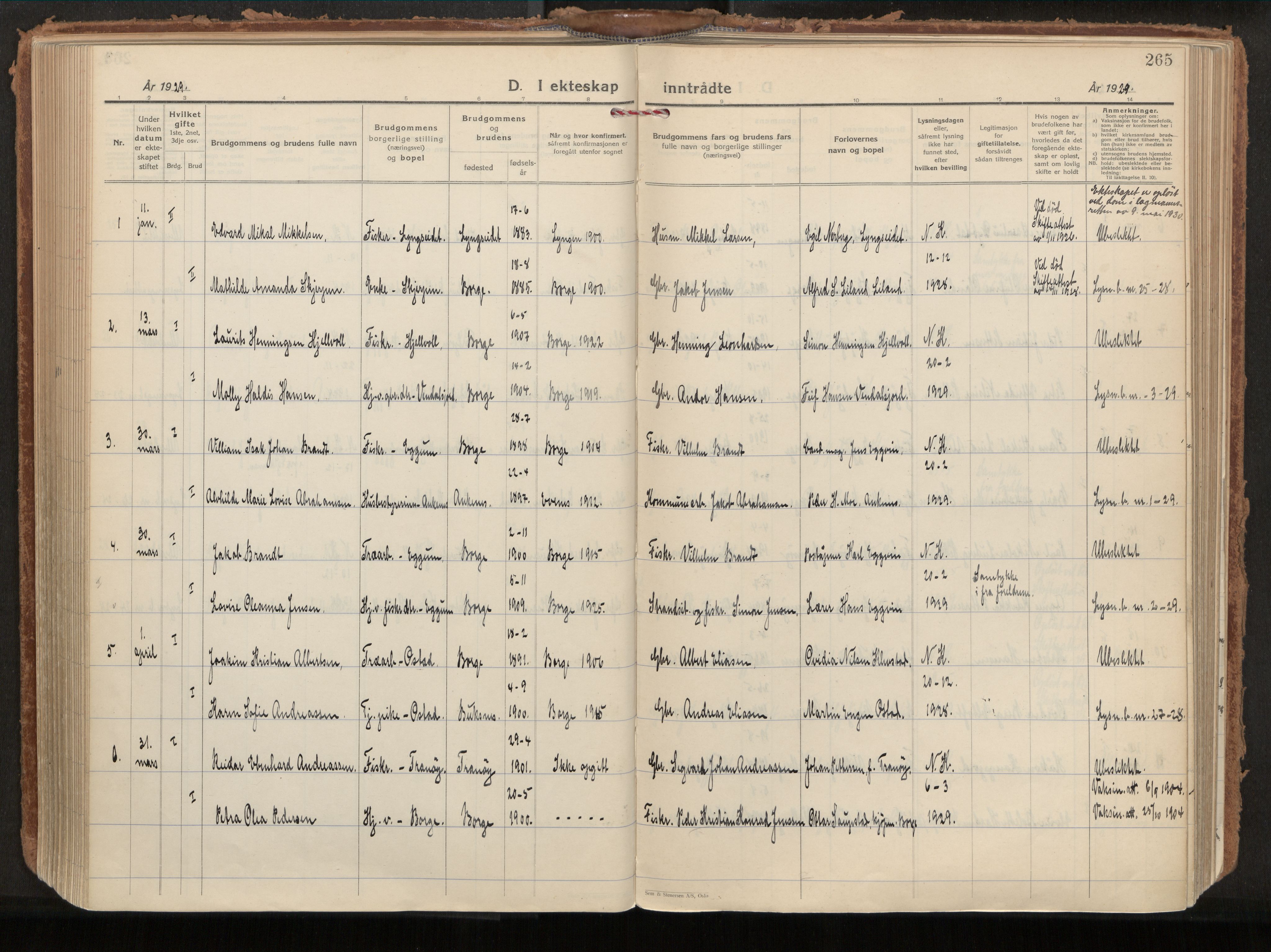 Ministerialprotokoller, klokkerbøker og fødselsregistre - Nordland, SAT/A-1459/880/L1137: Parish register (official) no. 880A11, 1927-1944, p. 265