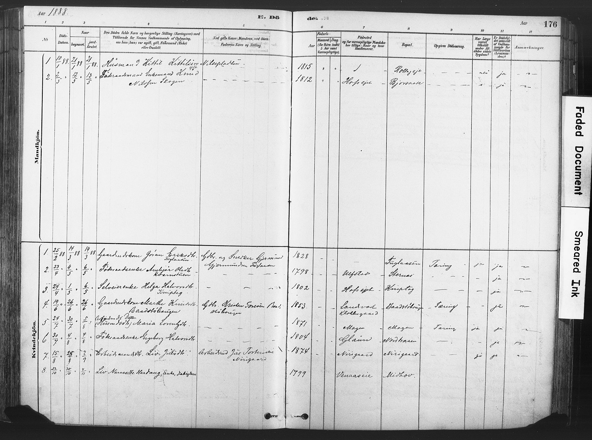 Rollag kirkebøker, SAKO/A-240/F/Fa/L0011: Parish register (official) no. I 11, 1878-1902, p. 176