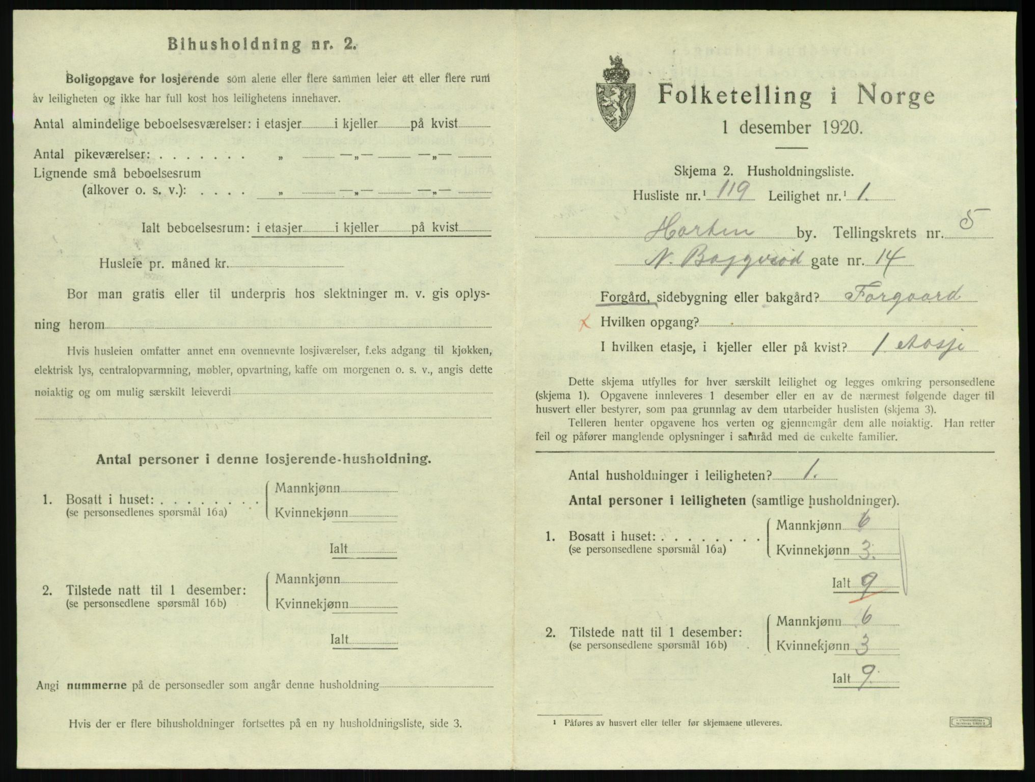 SAKO, 1920 census for Horten, 1920, p. 6083