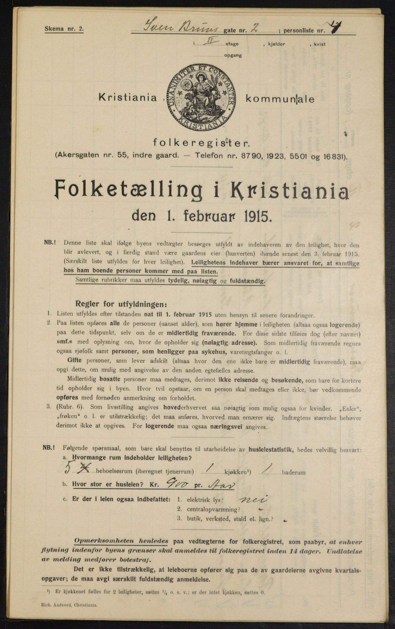 OBA, Municipal Census 1915 for Kristiania, 1915, p. 105038