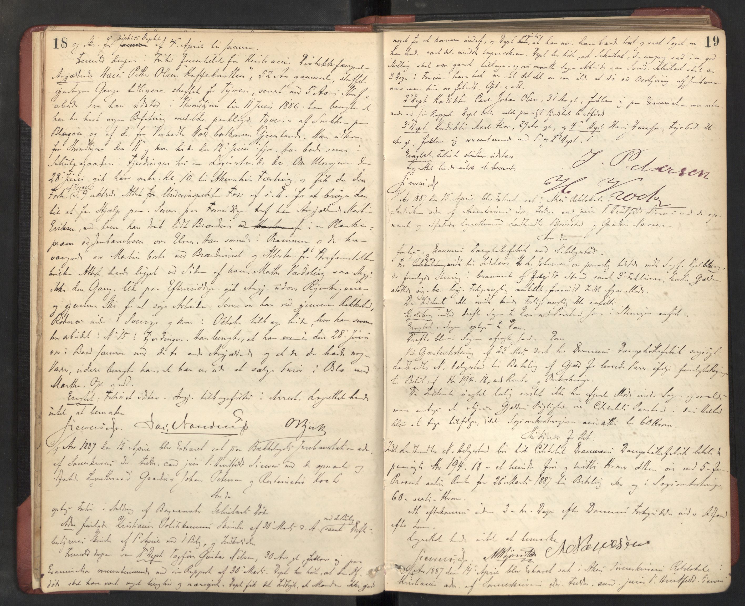 Aker sorenskriveri, AV/SAO-A-10895/F/Fc/Fcb/L0061: Ekstrarettsprotokoll, 1887-1889, p. 18-19