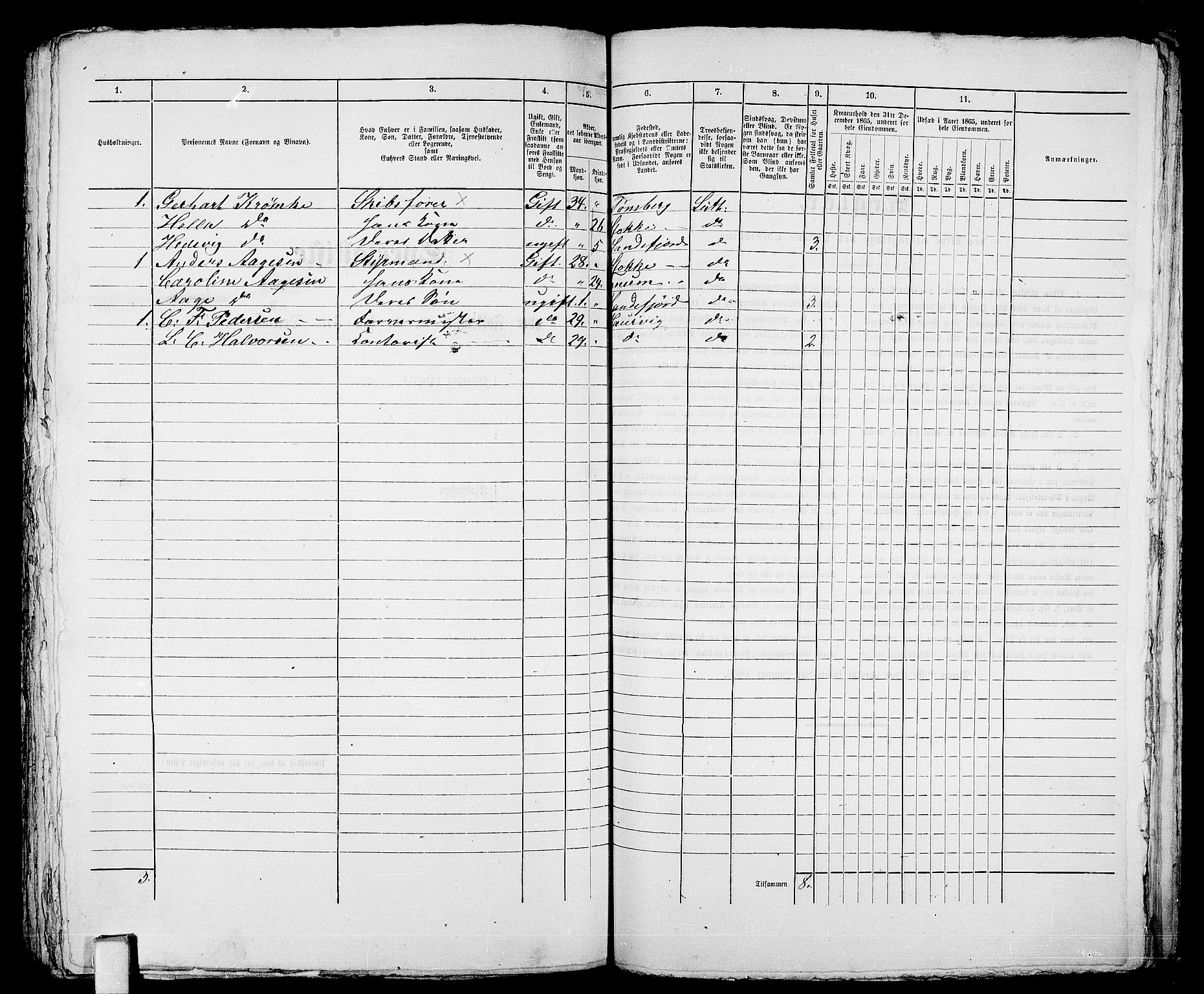 RA, 1865 census for Sandeherred/Sandefjord, 1865, p. 374