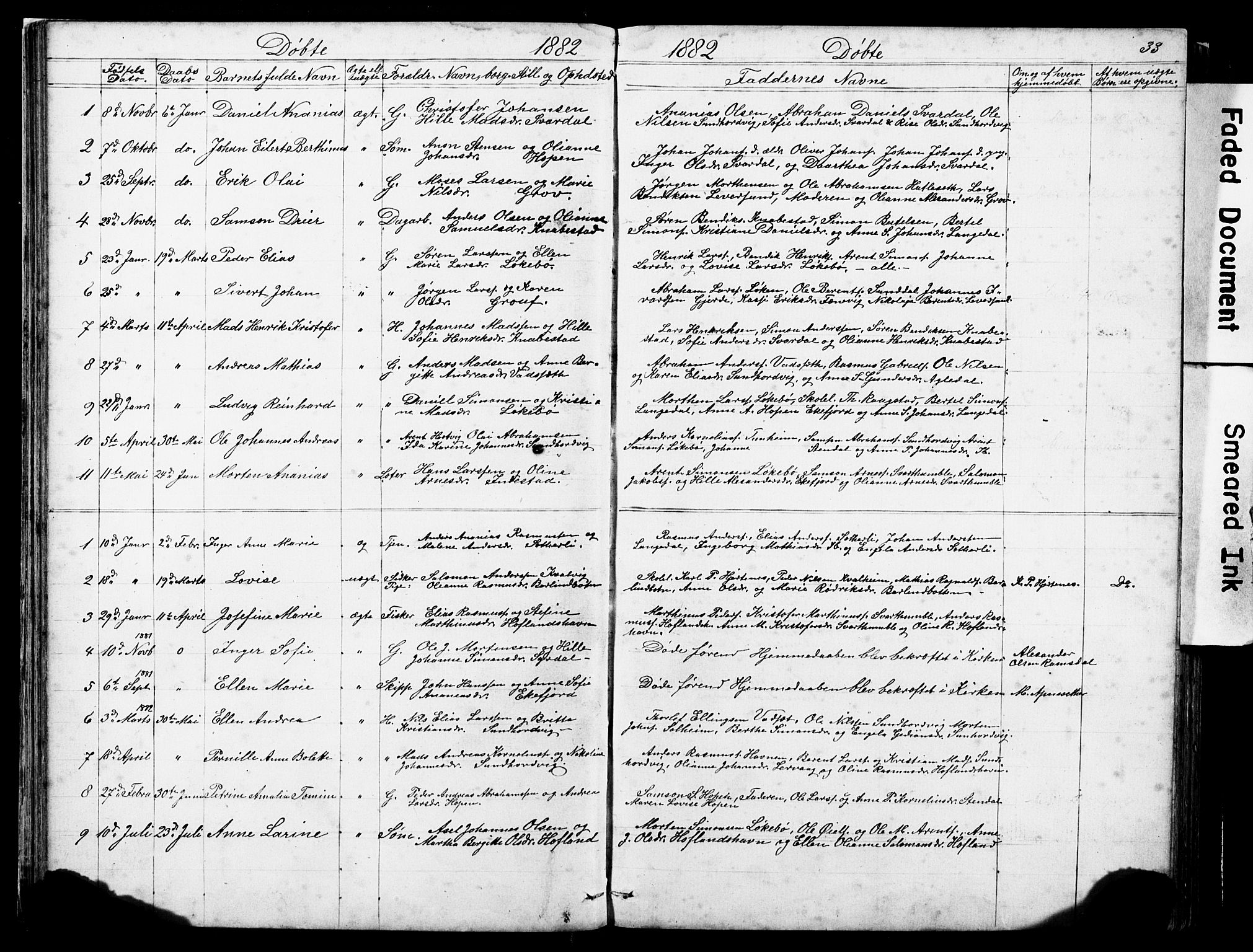 Kinn sokneprestembete, AV/SAB-A-80801/H/Hab/Habe/L0001: Parish register (copy) no. E 1, 1864-1899, p. 33