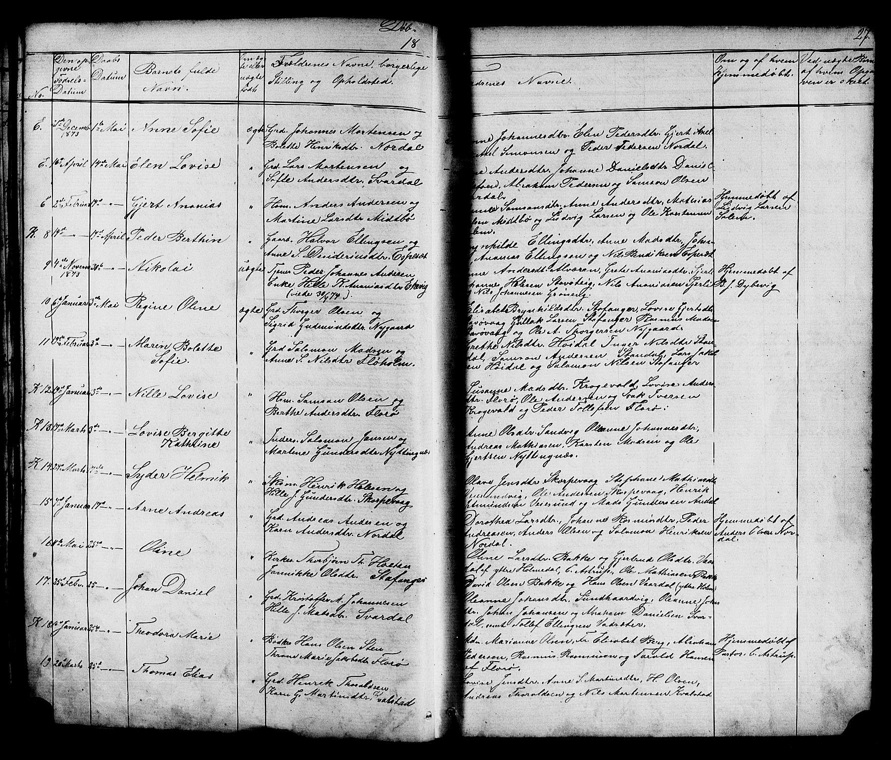 Kinn sokneprestembete, AV/SAB-A-80801/H/Hab/Habc/L0002: Parish register (copy) no. C 2, 1869-1918, p. 27