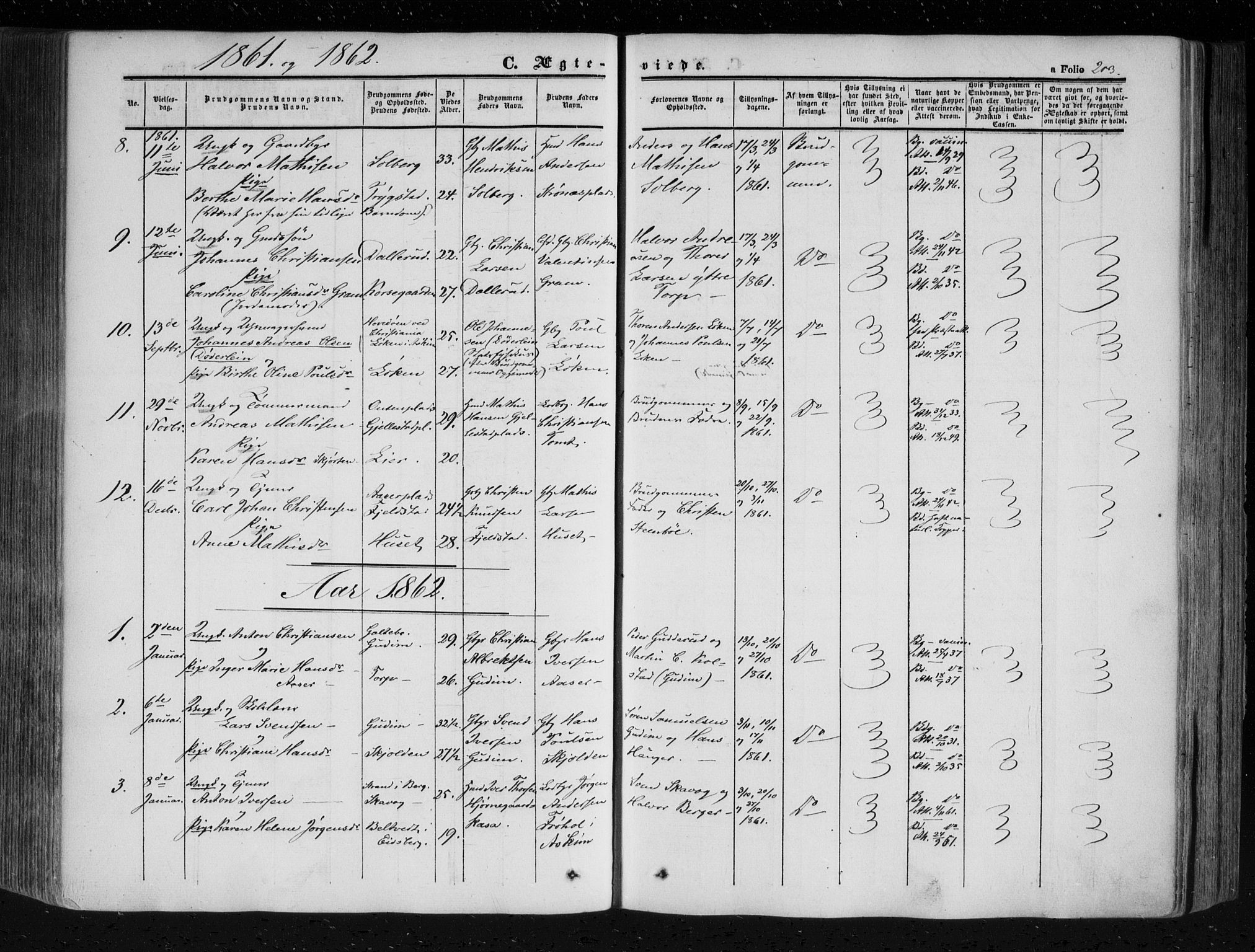 Askim prestekontor Kirkebøker, AV/SAO-A-10900/F/Fa/L0005: Parish register (official) no. 5, 1847-1879, p. 203