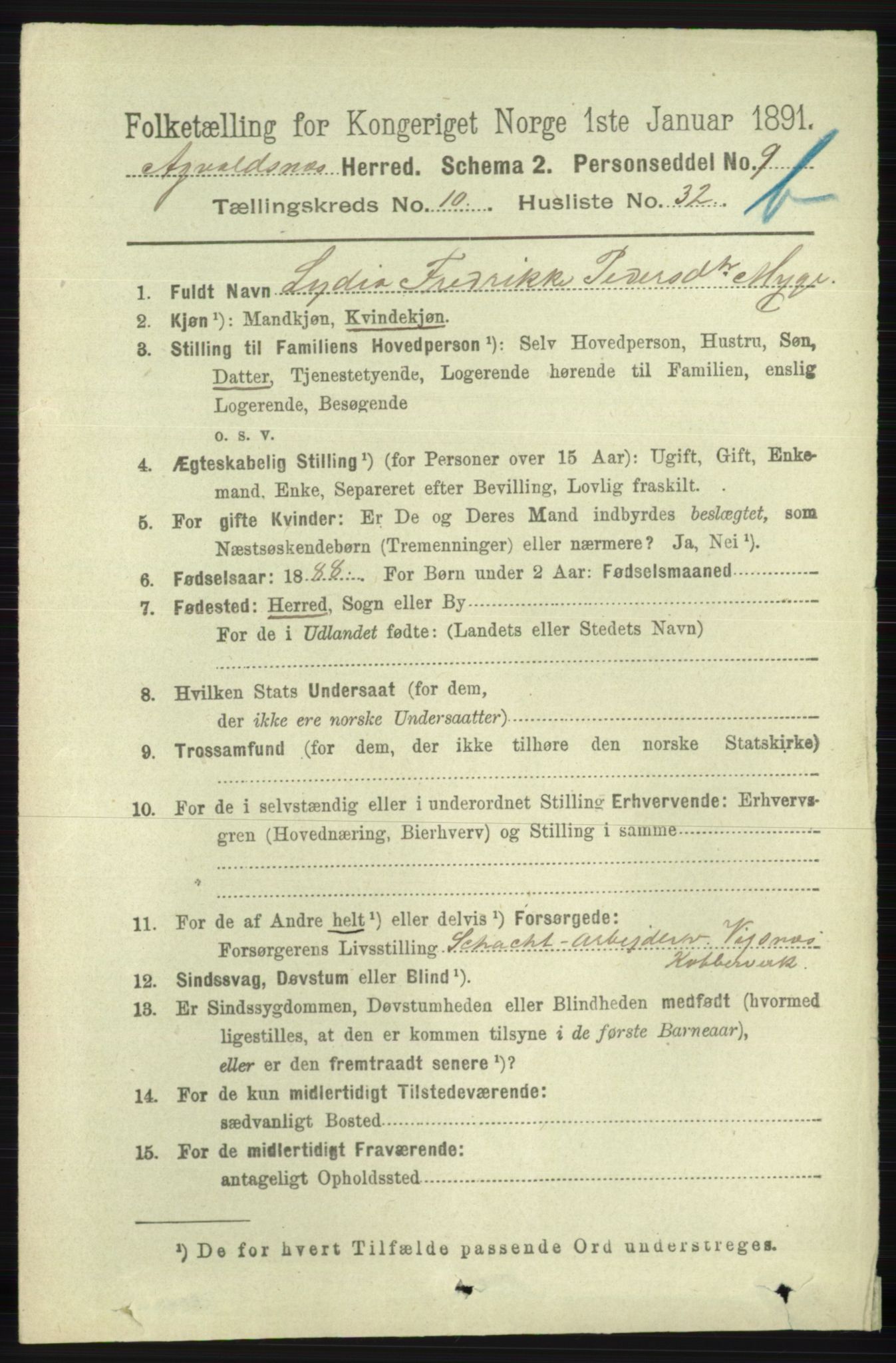 RA, 1891 census for 1147 Avaldsnes, 1891, p. 6164