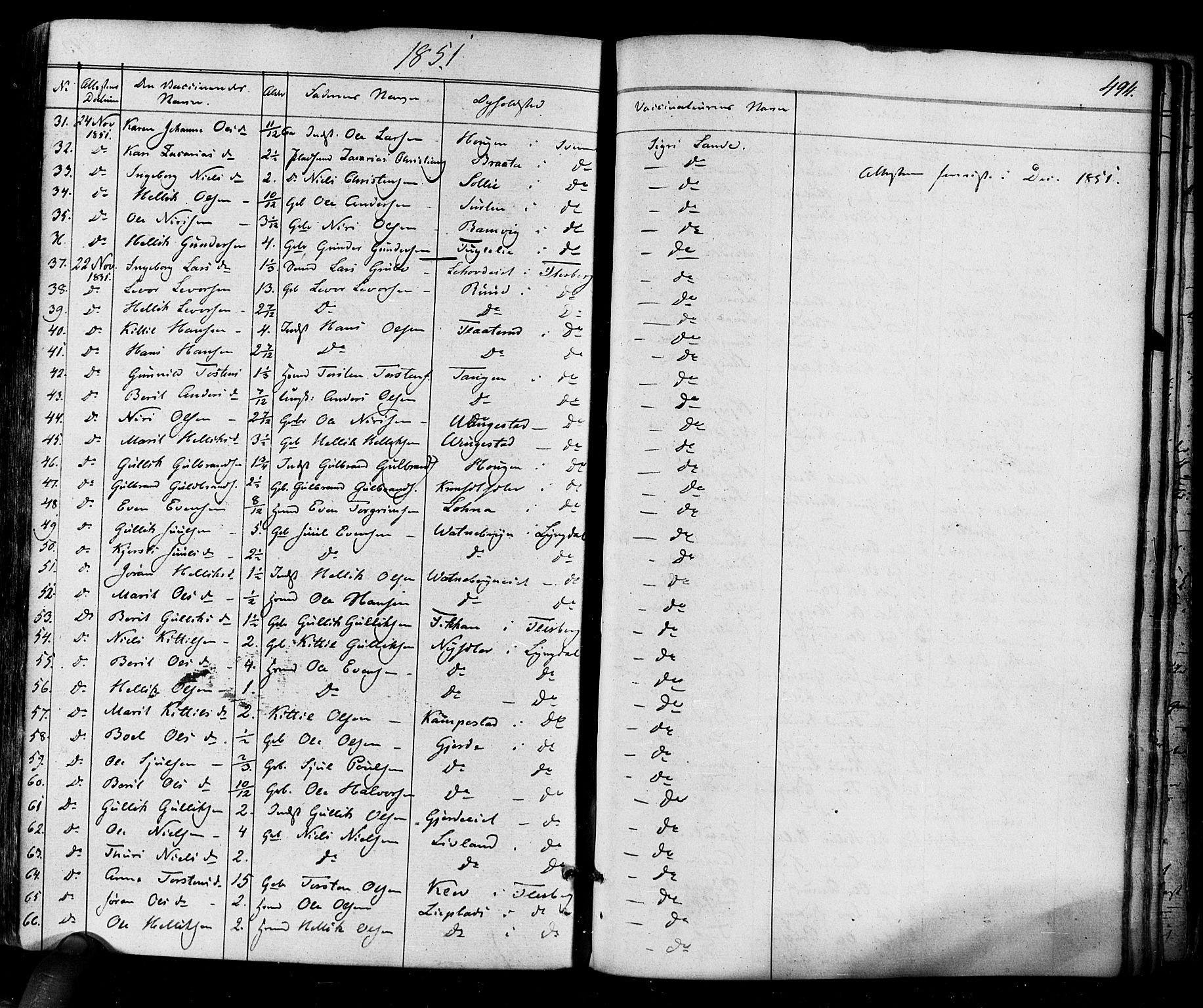 Flesberg kirkebøker, AV/SAKO-A-18/F/Fa/L0006: Parish register (official) no. I 6, 1834-1860, p. 494