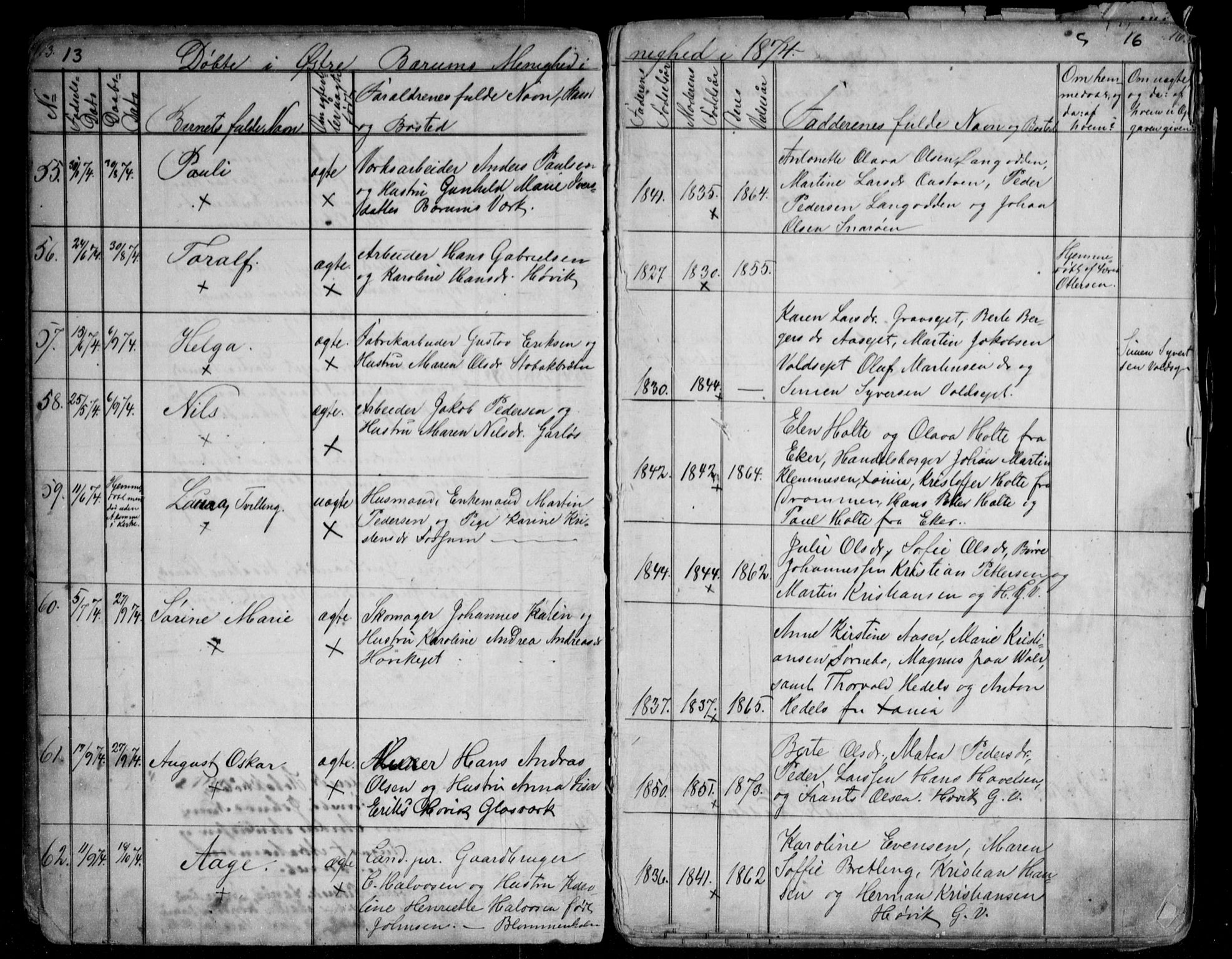 Asker prestekontor Kirkebøker, AV/SAO-A-10256a/G/Gc/L0002: Parish register (copy) no. III 2, 1874-1883, p. 15-16